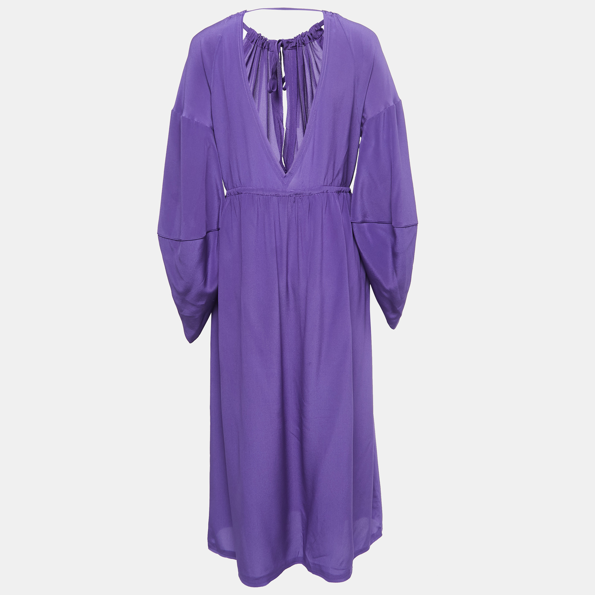 

Fendi Purple Crepe Silk Cut Out Detail Raglan Sleeve Midi Dress M