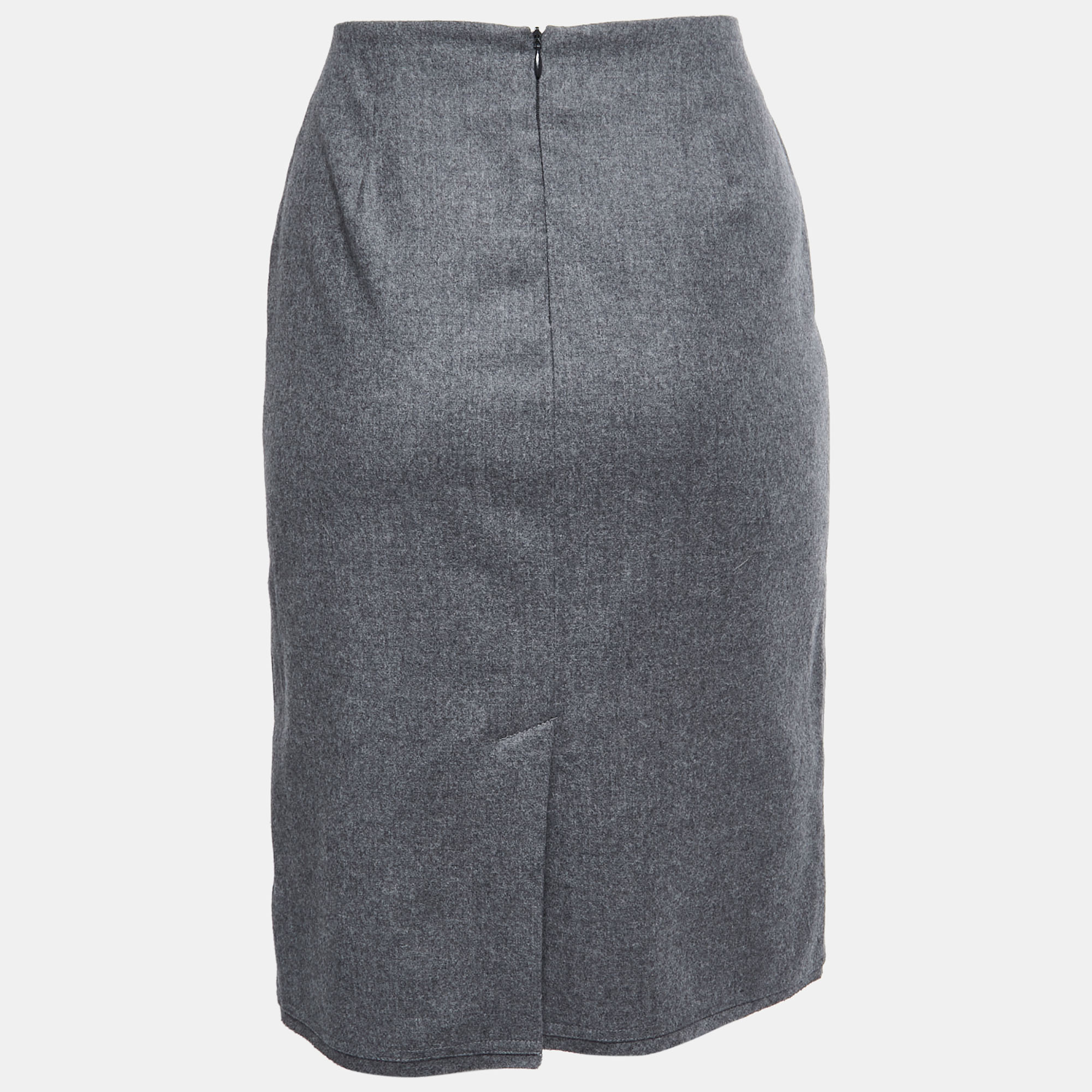 

Fendi Vintage Grey Wool Drape Detail Knee Length Skirt