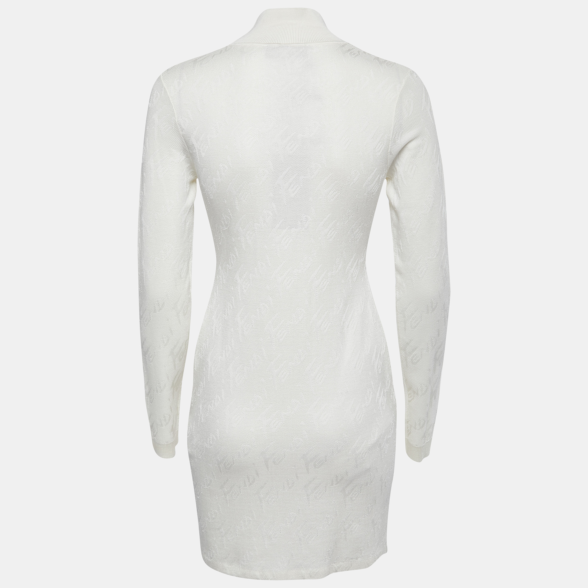 

Fendi White Knit Brush Monogram Bodycon Dress