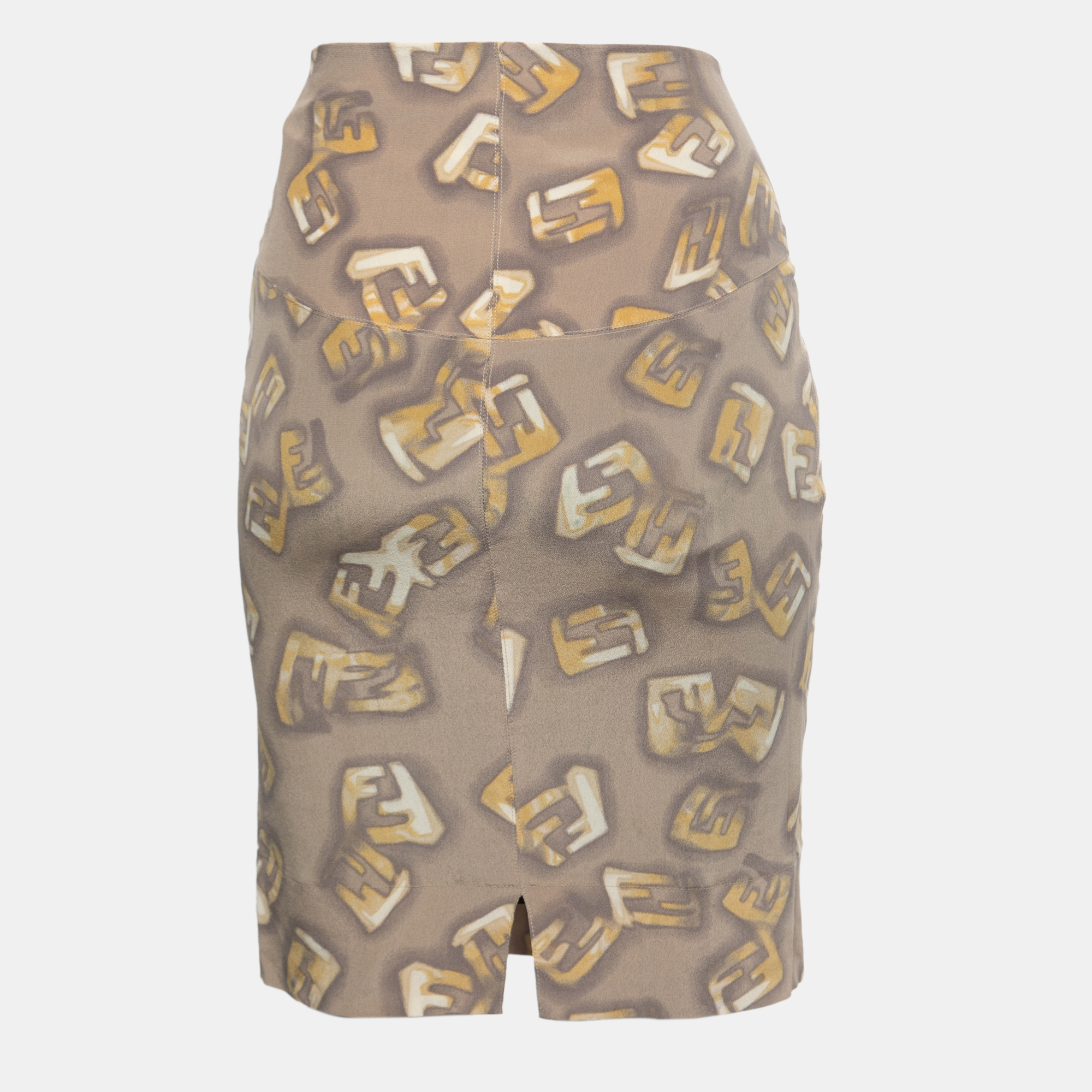 

Fendi Grey Graffiti Printed Silk Pencil Skirt