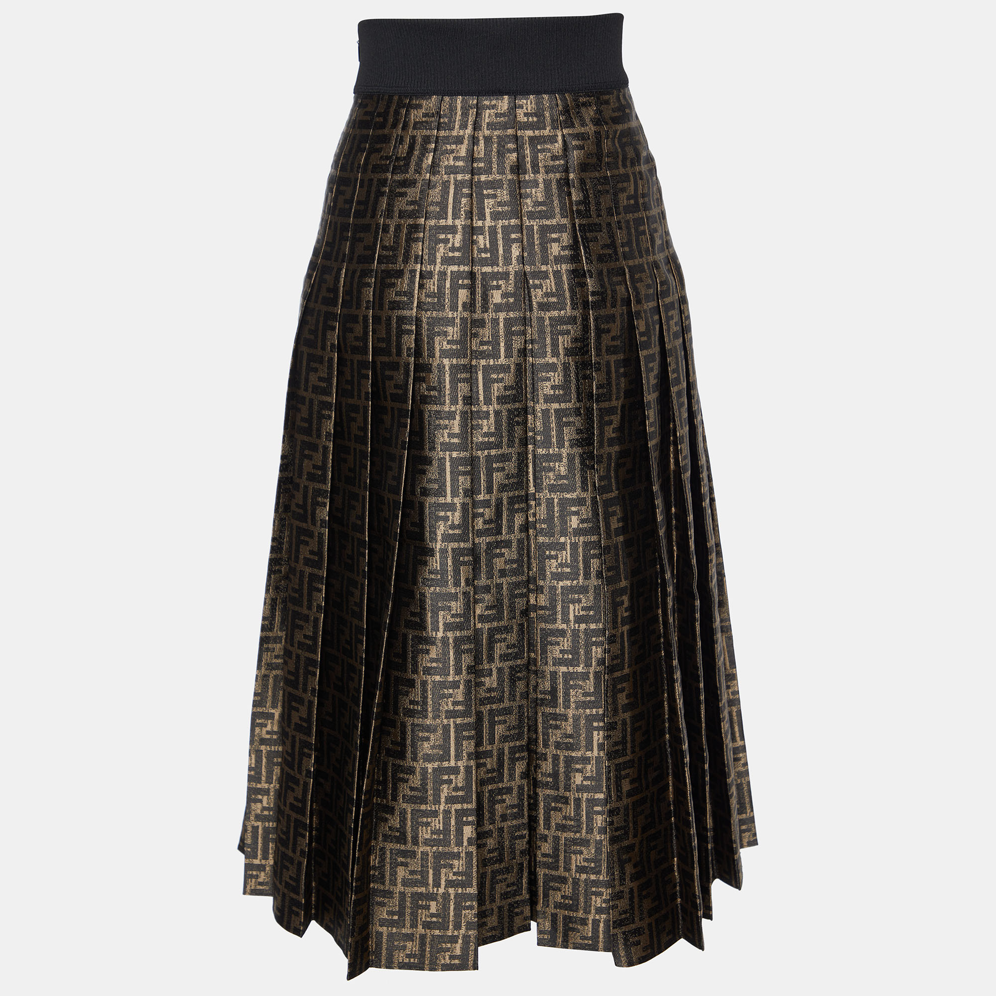 

Fendi Brown Zucca Monogram Jacquard Midi Skirt