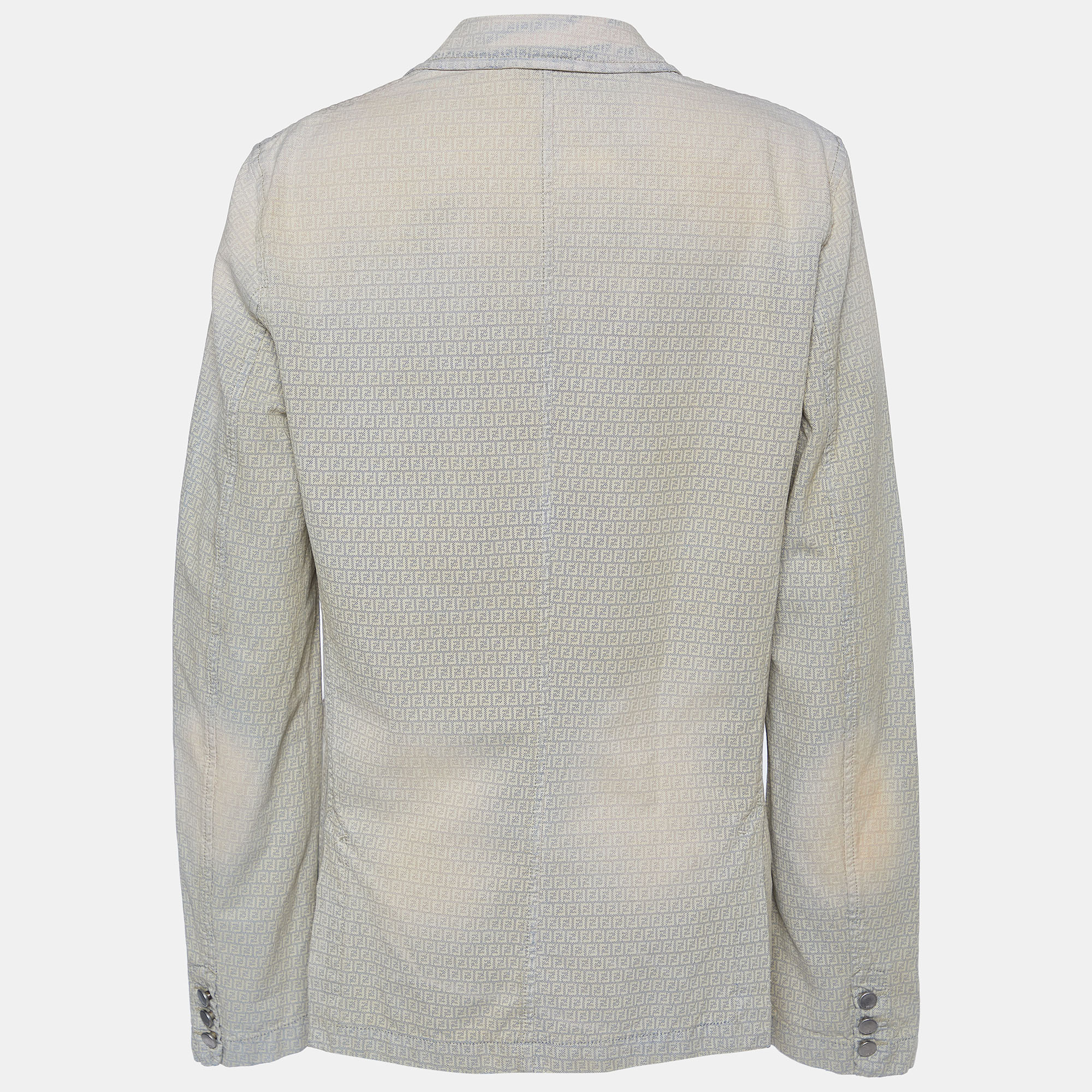 

Fendi Beige Distressed Logo Monogram Denim Jacket