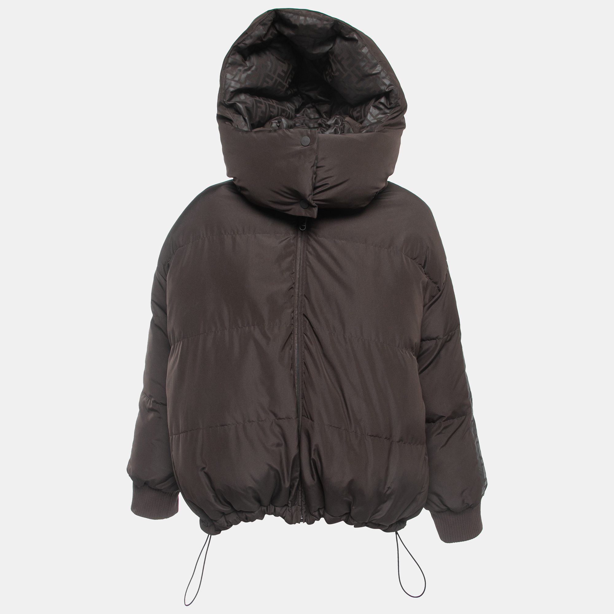 

Fendi Brown FF Monogram Synthetic Reversible Hooded Down Jacket