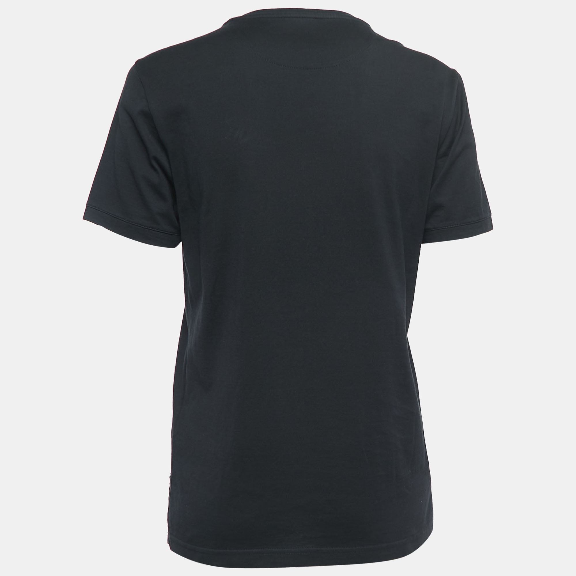 

Fendi Black Print Cotton Patch Detailed Short Sleeve T-Shirt