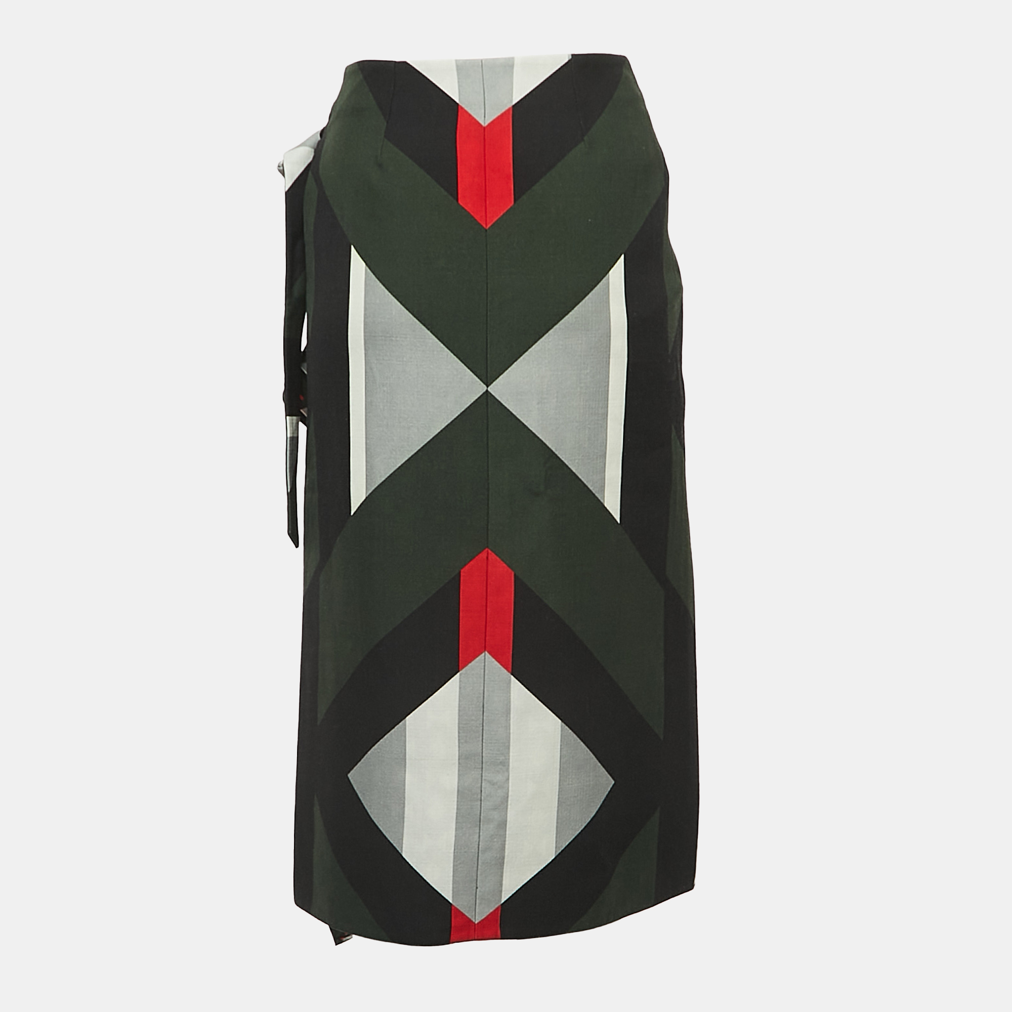 

Fendi Multicolor Geometric Print Wool Wrap Midi Skirt