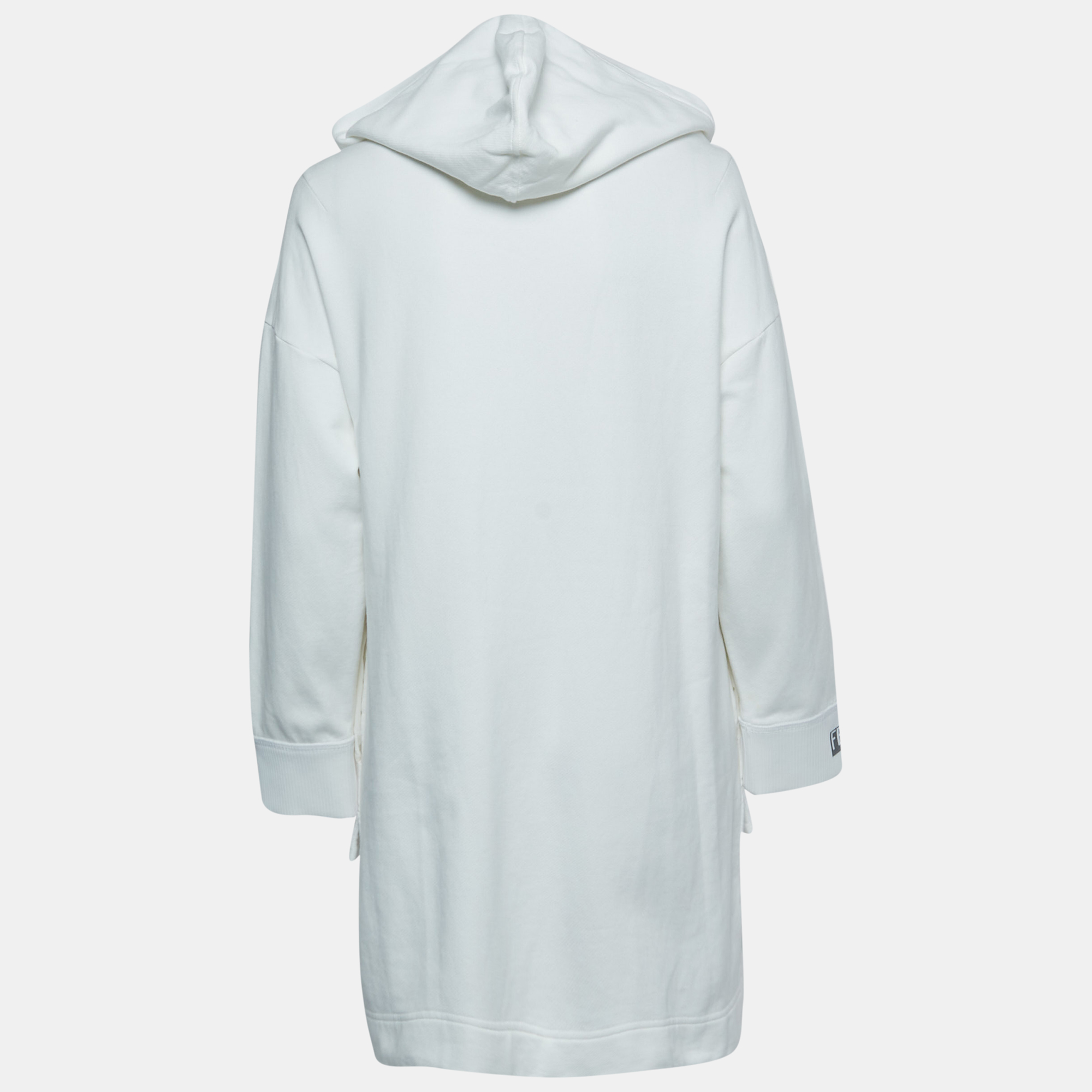 

Fendi White Logo Embellished Cotton Hooded Sweatshirt