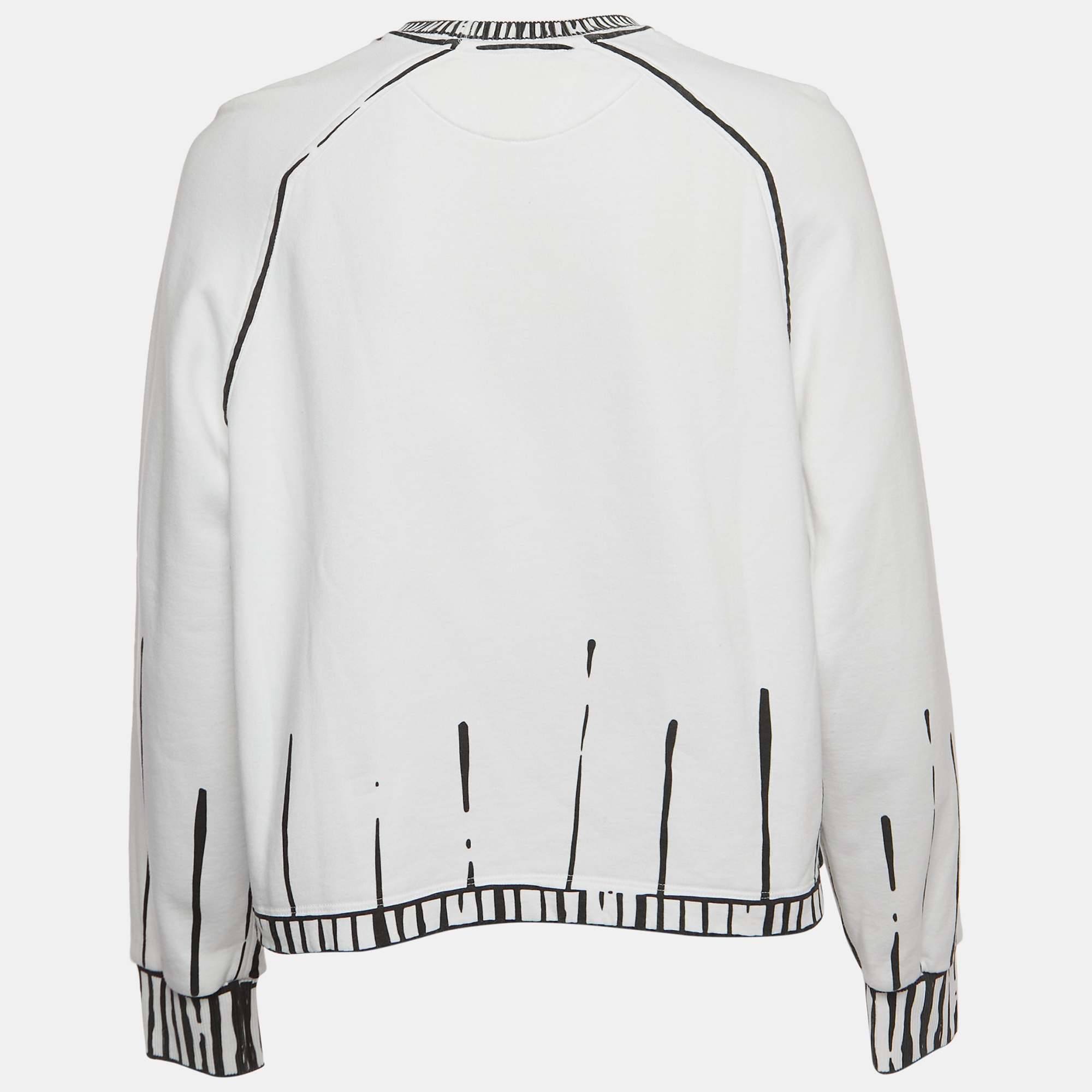 Fendi White Logo Embroidered Cotton Crew Neck Sweatshirt S 