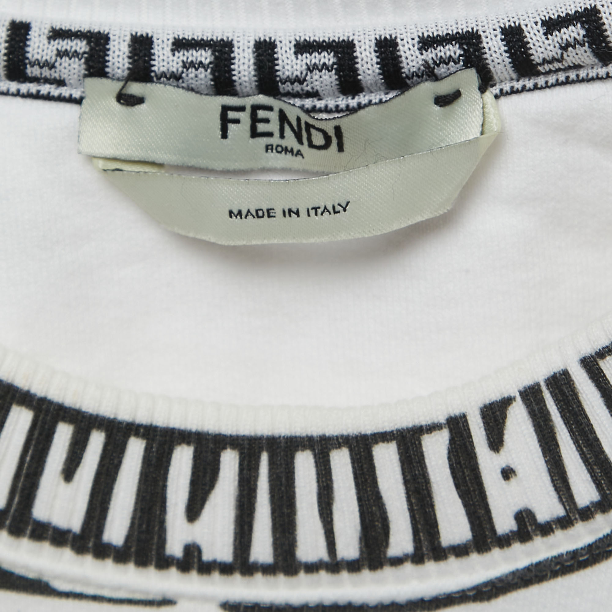 Fendi White Logo Embroidered Cotton Crew Neck Sweatshirt S 