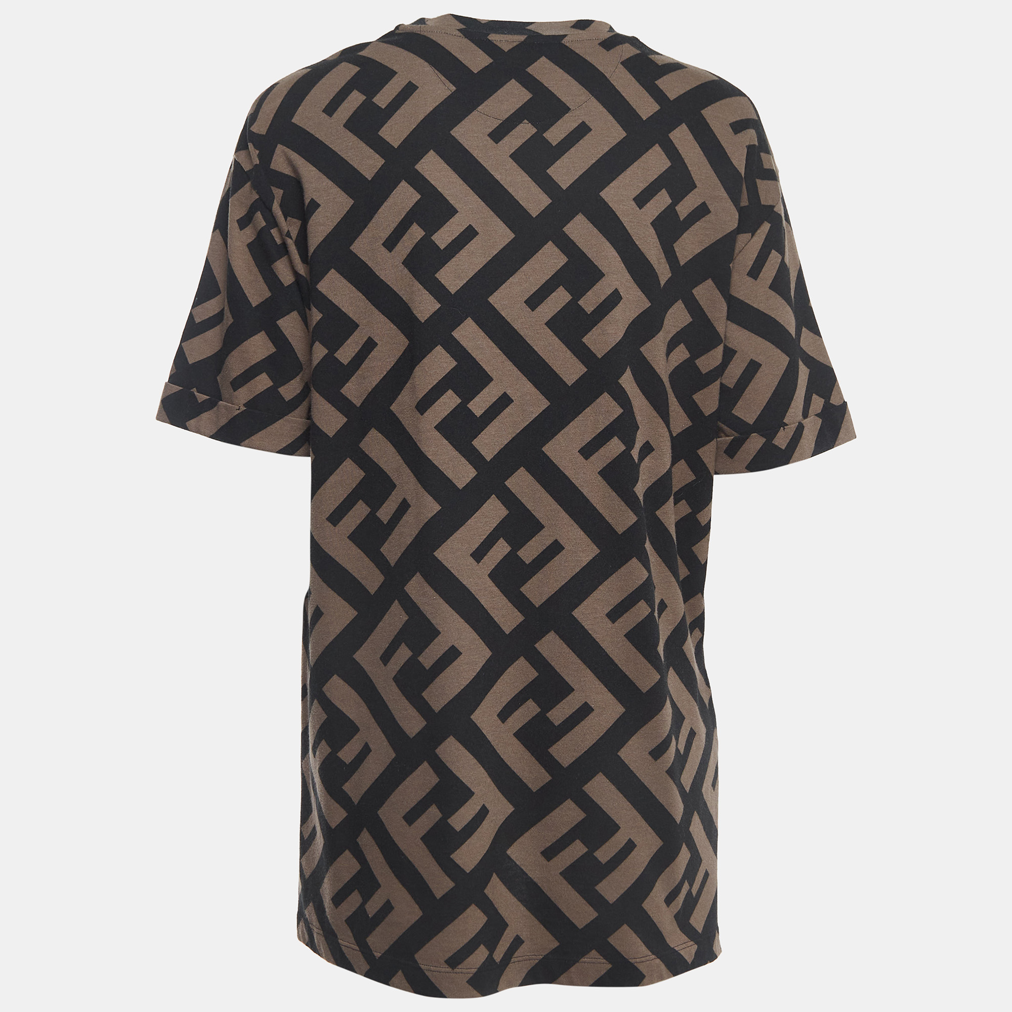 

Fendi Brown Zucca Print Cotton Crew Neck T- Shirt