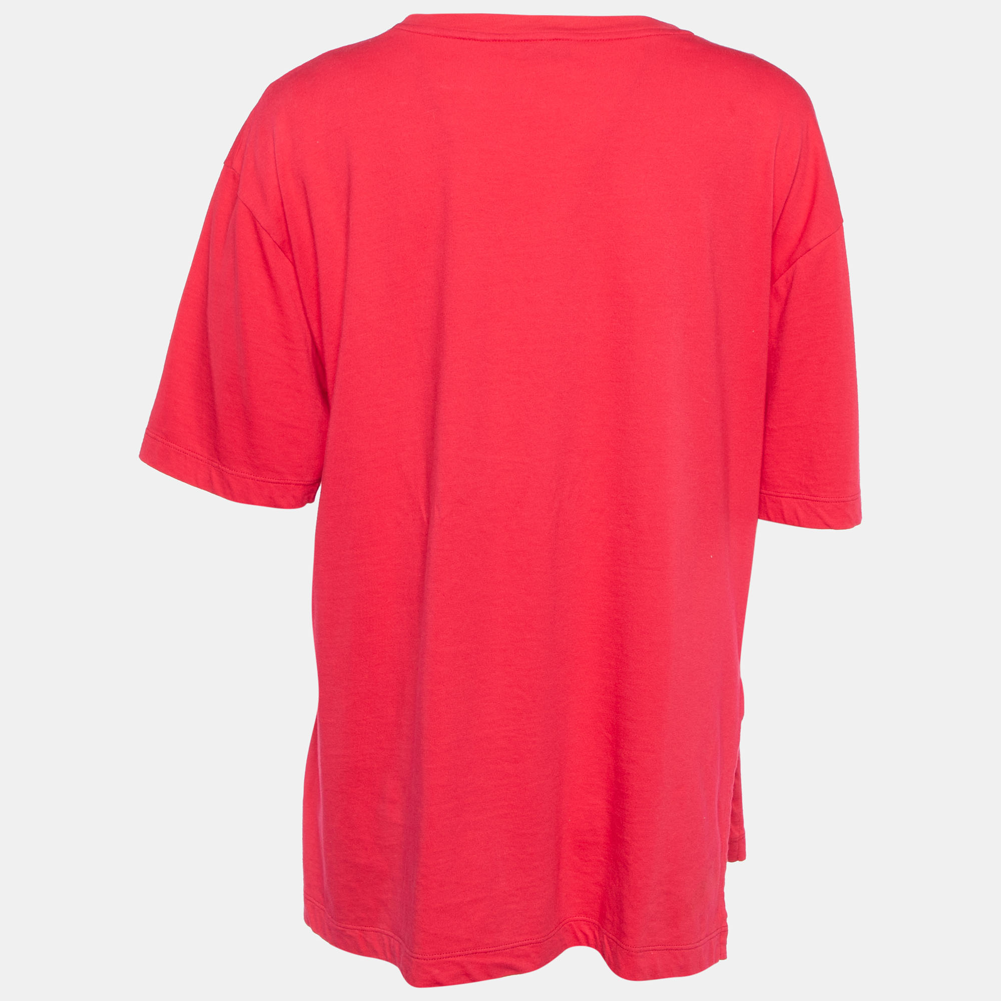 

Fendi Red Karl Loves Golf Logo Detail Cotton Knit Oversized T-Shirt