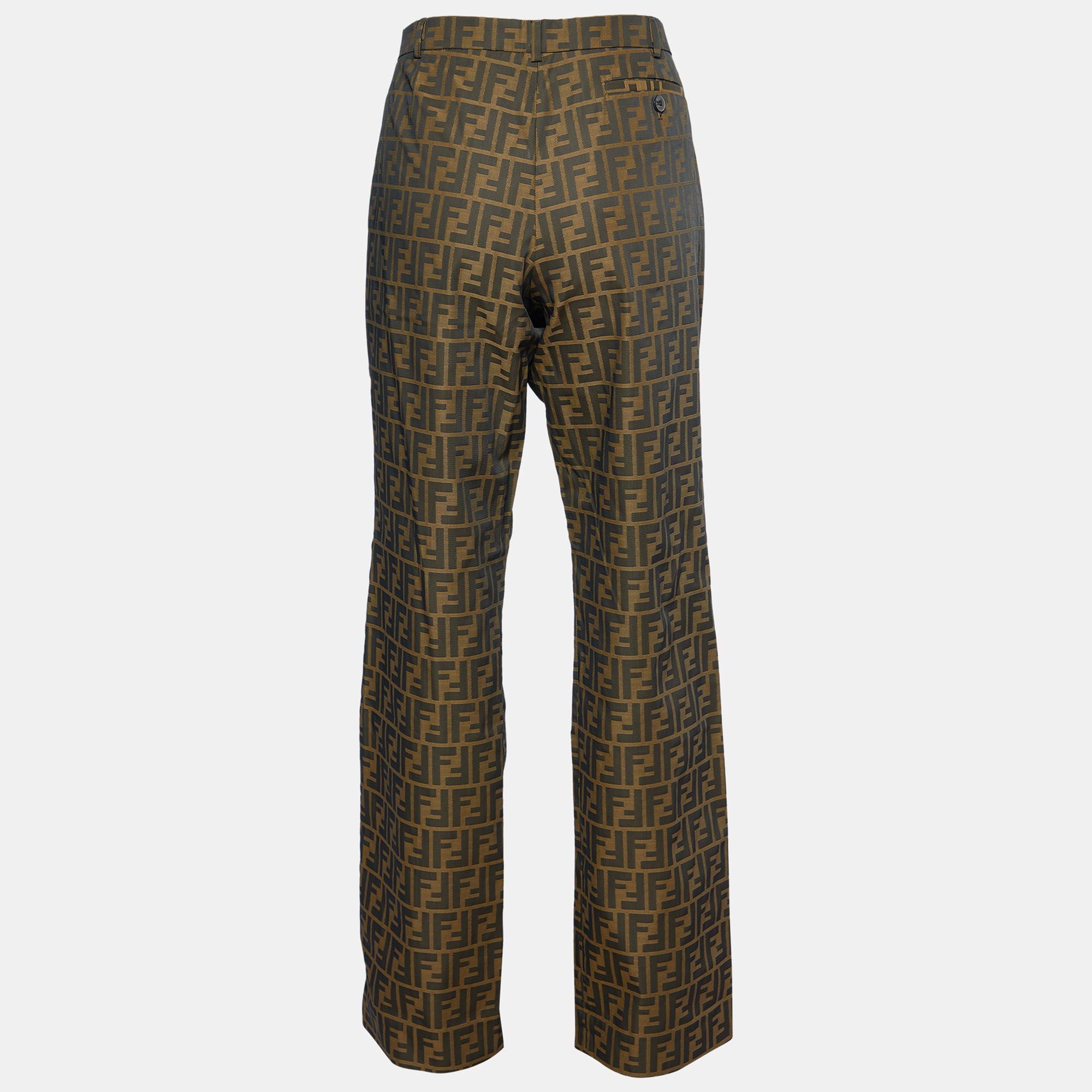 

Fendi Tobacco Brown Zucca Jacquard Straight Fit Trousers