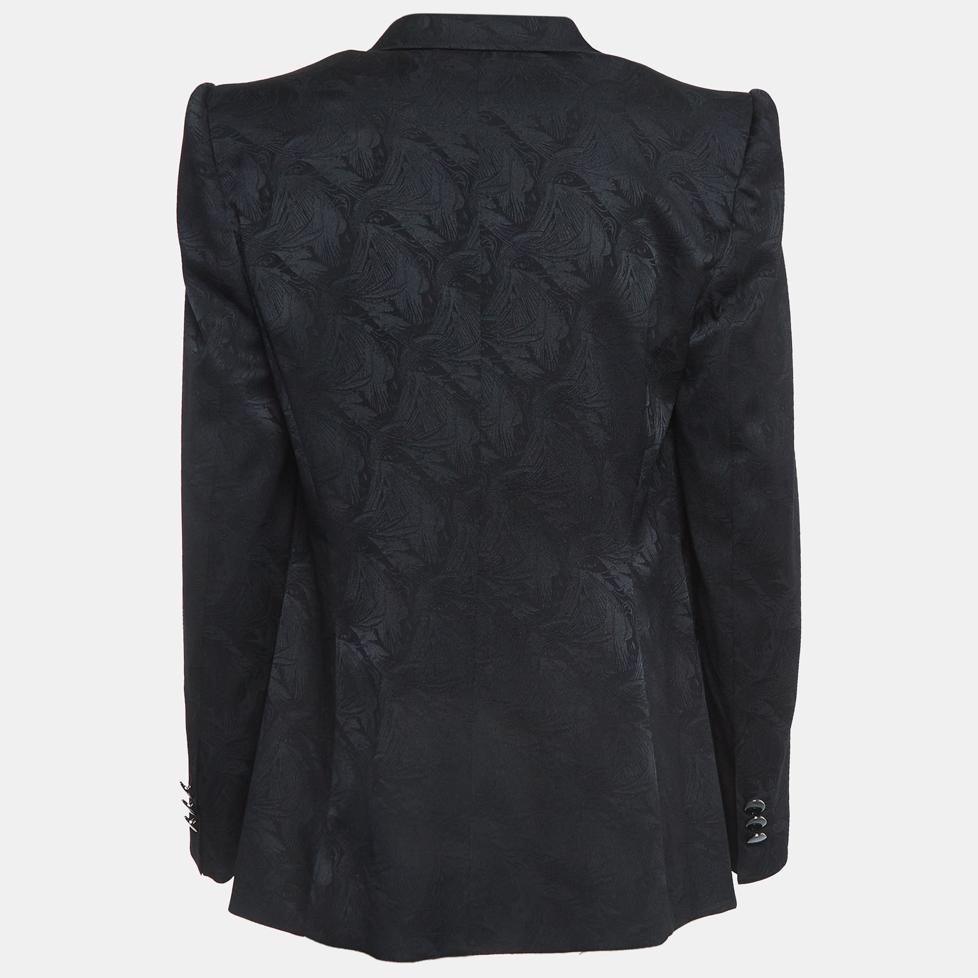 

Fendi Black Jacquard Silk Single Breasted Blazer