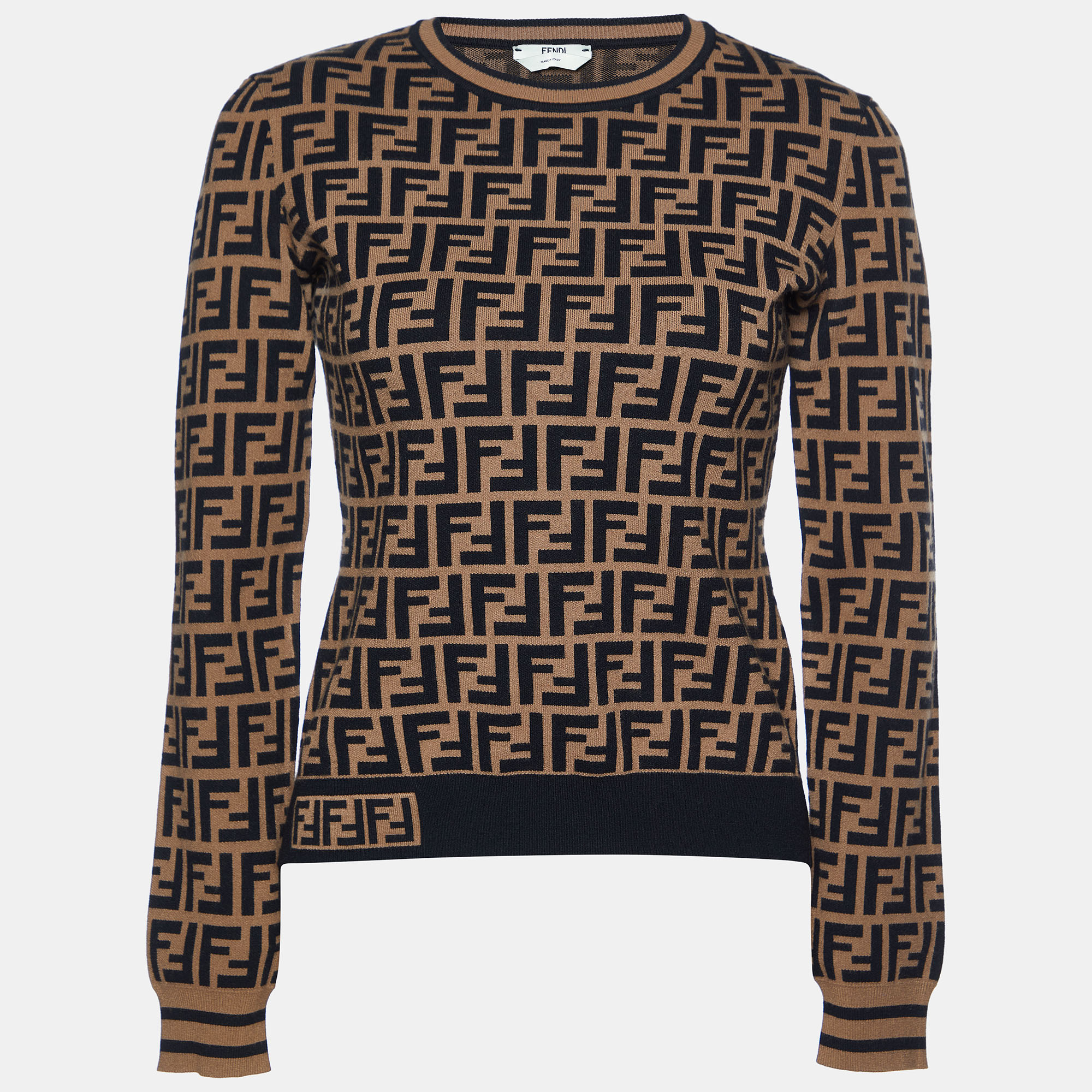 

Fendi Brown Monogram Knit Crew Neck Sweater