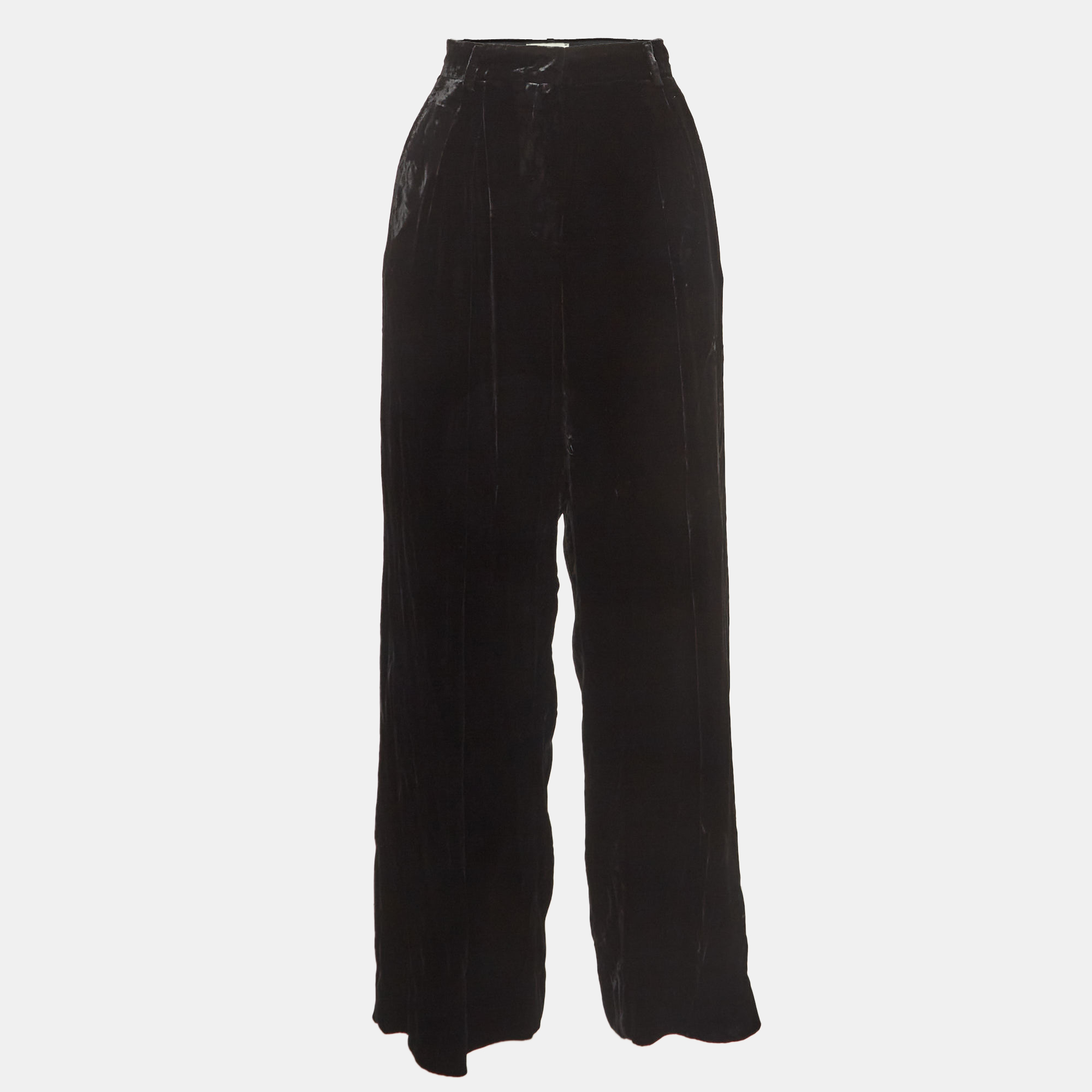 Pre-owned Fendi Black Velvet Loose Fit Trousers M