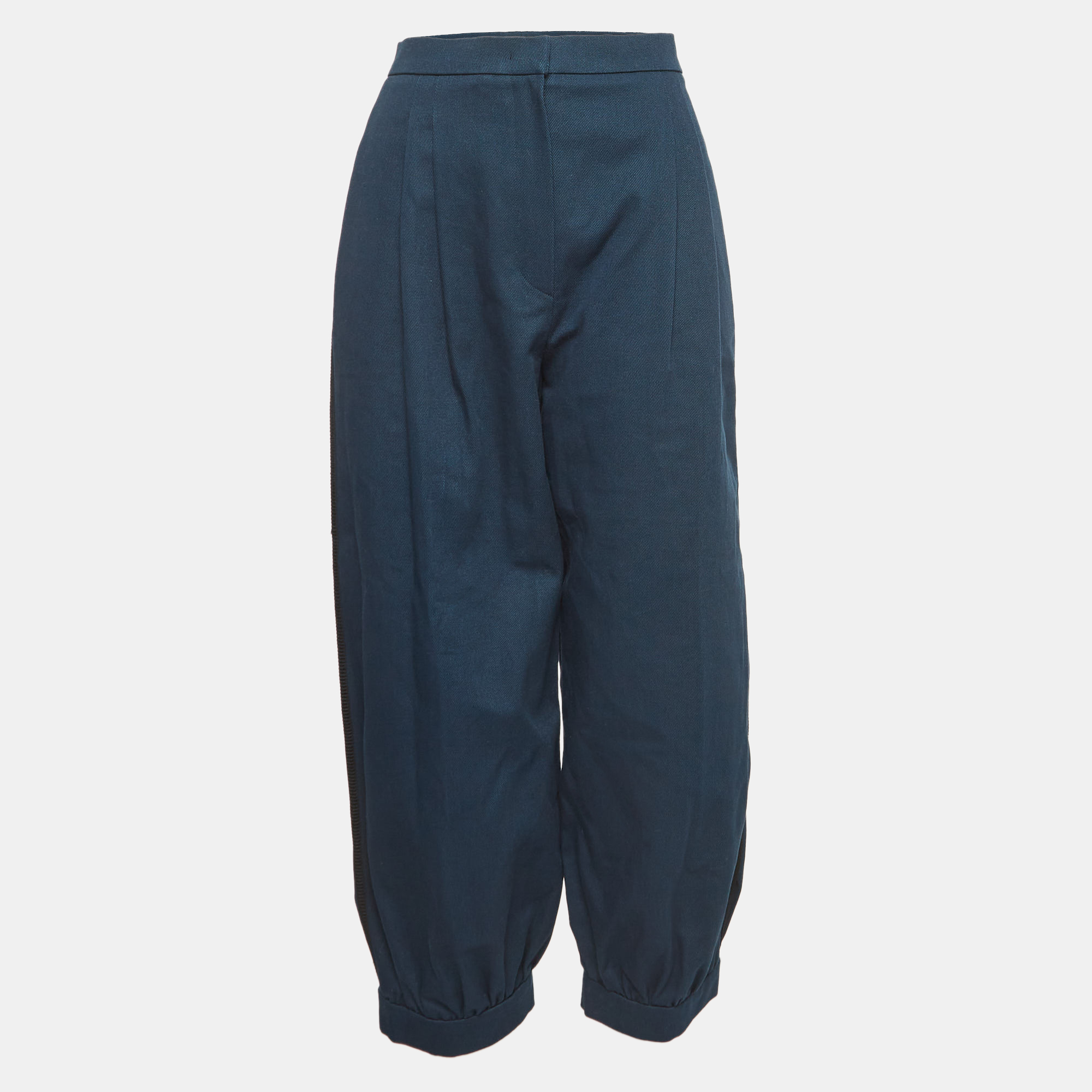 

Fendi Navy Twill Cotton Contrast Trim Capri Pants M, Navy blue