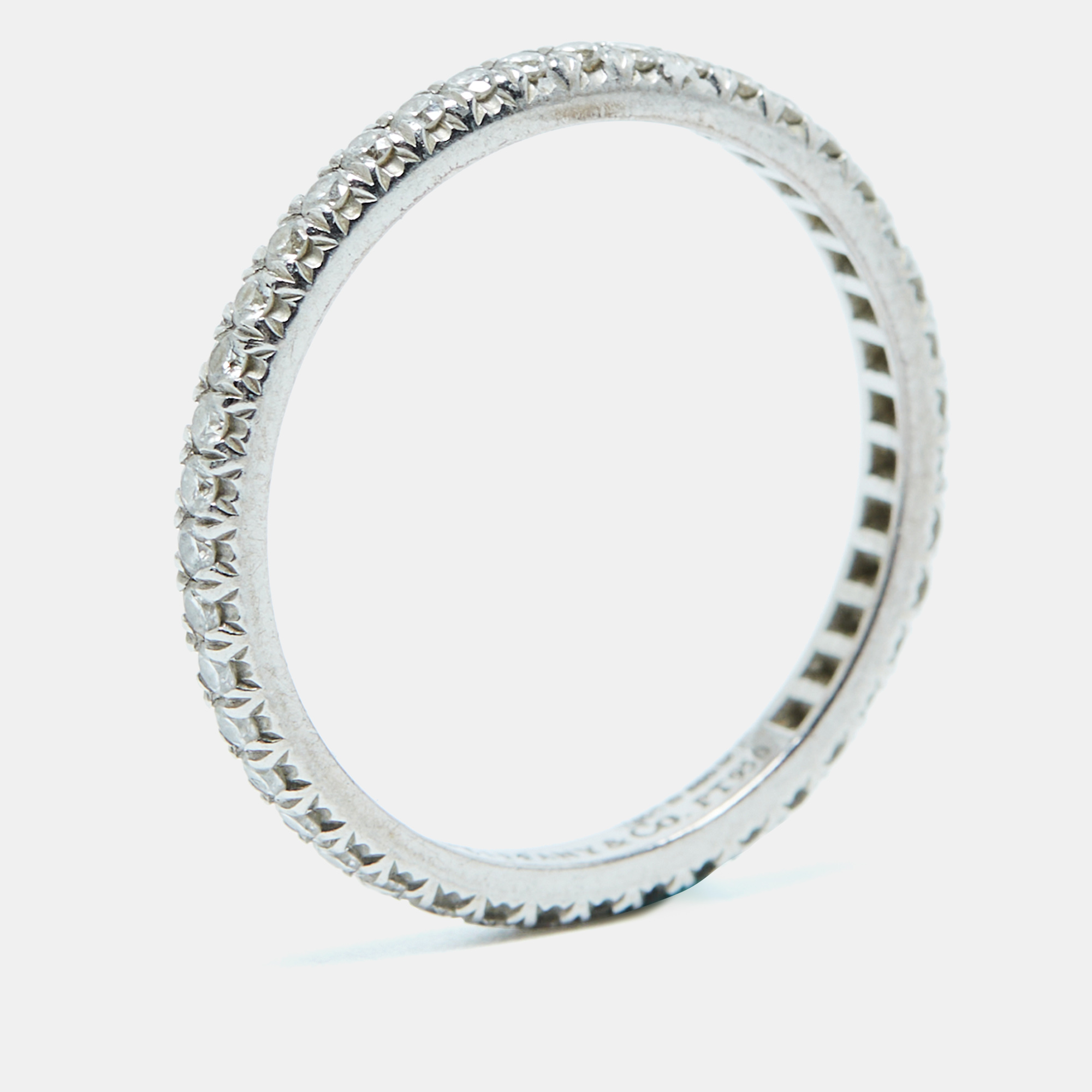 Pre Owned Tiffany & Co. Diamond Platinum Full Eternity Ring Size 53