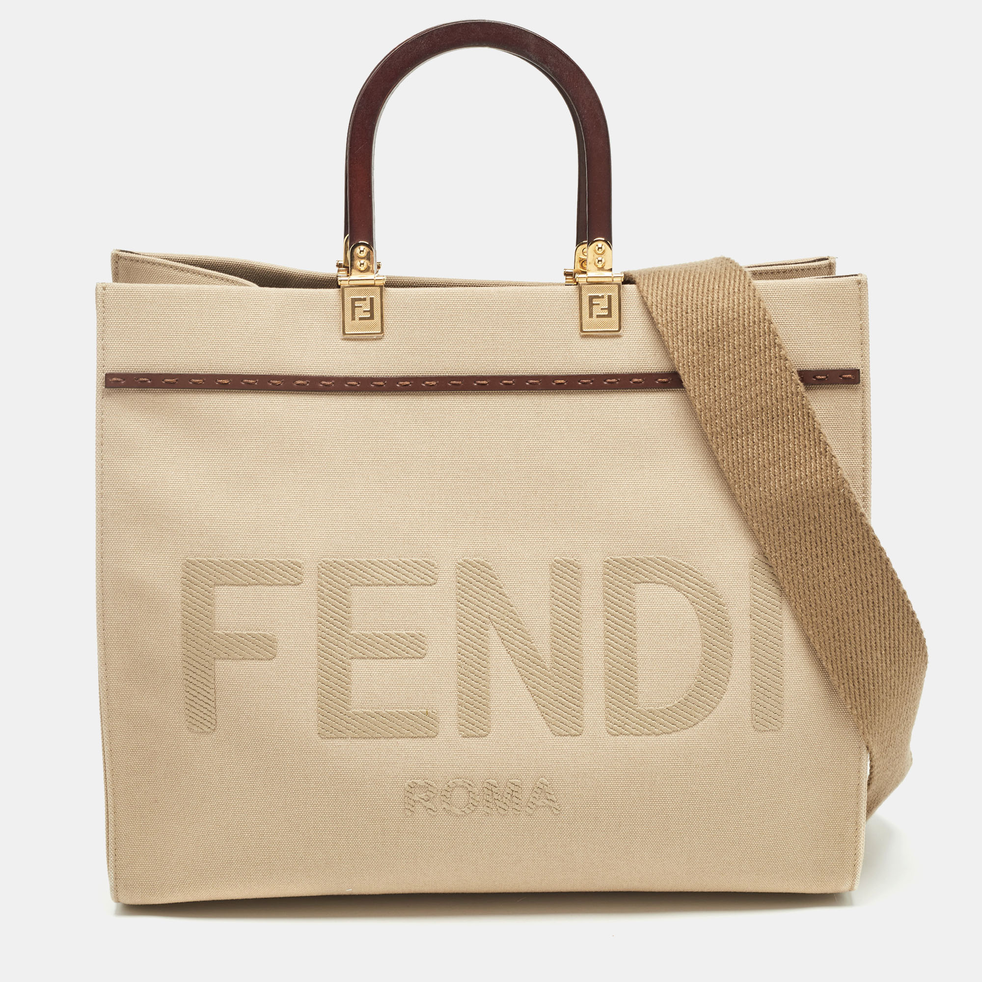 

Fendi Beige Canvas  Sunshine Tote