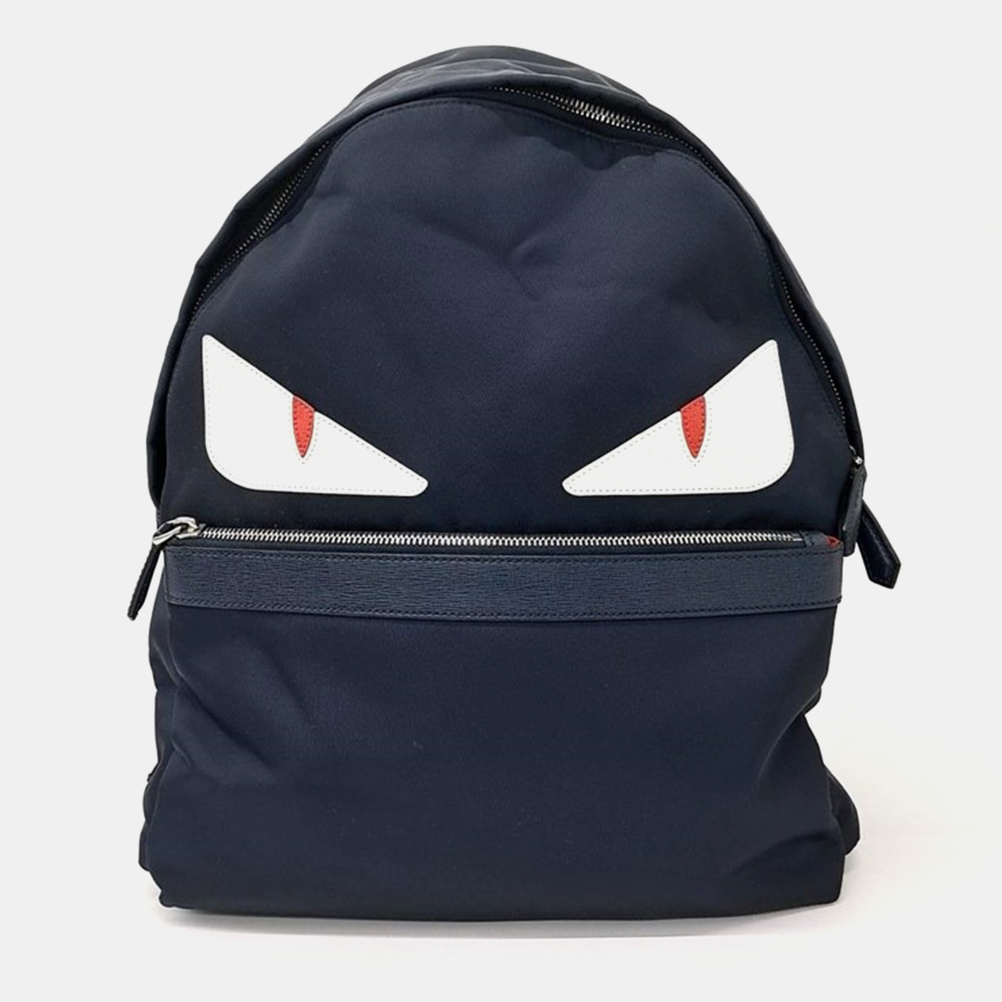 

Fendi Blue Nylon Vitello Elite Monster Eyes Rounded Backpack, Navy blue