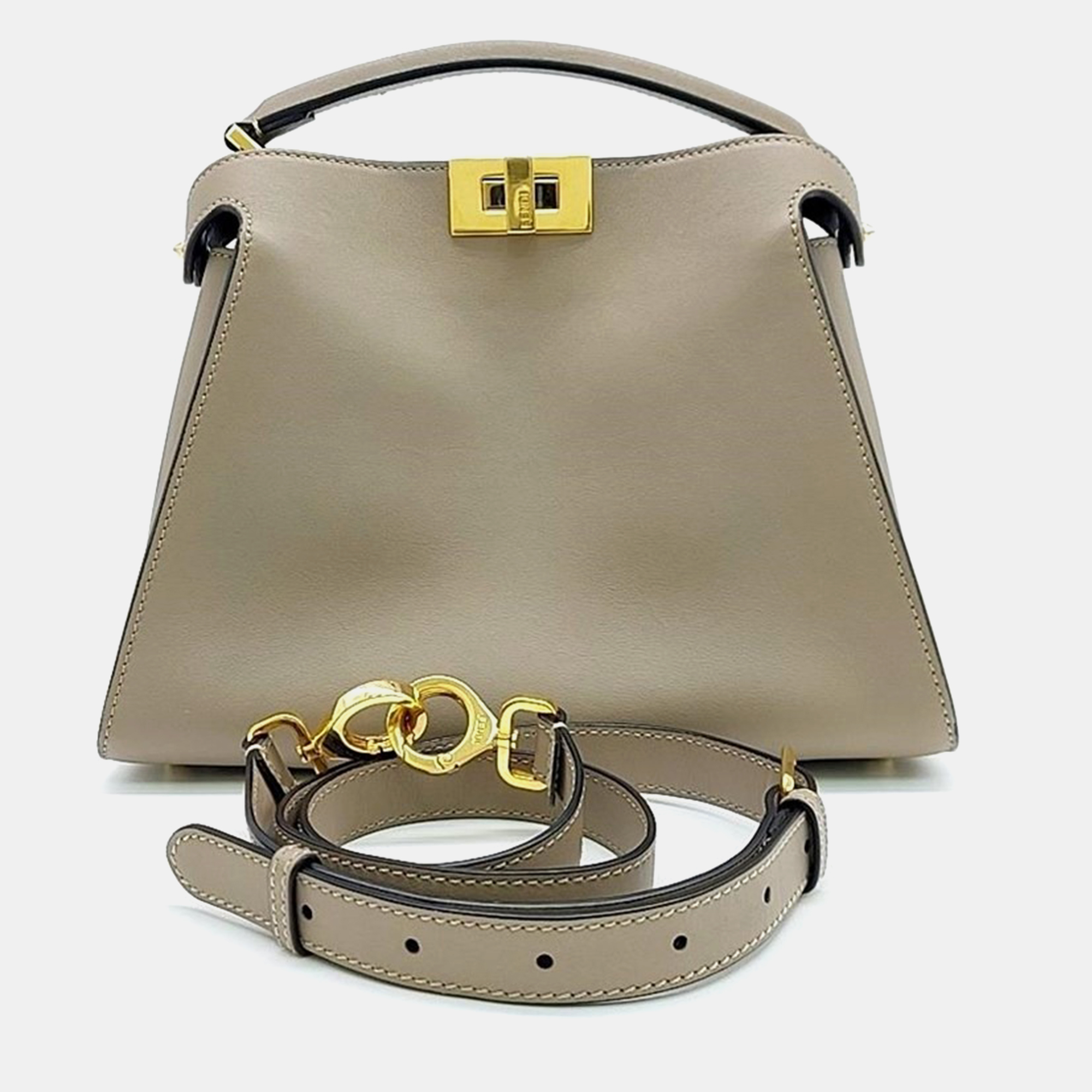 Pre-owned Fendi Peekaboo Essentially Mini Bag In Beige