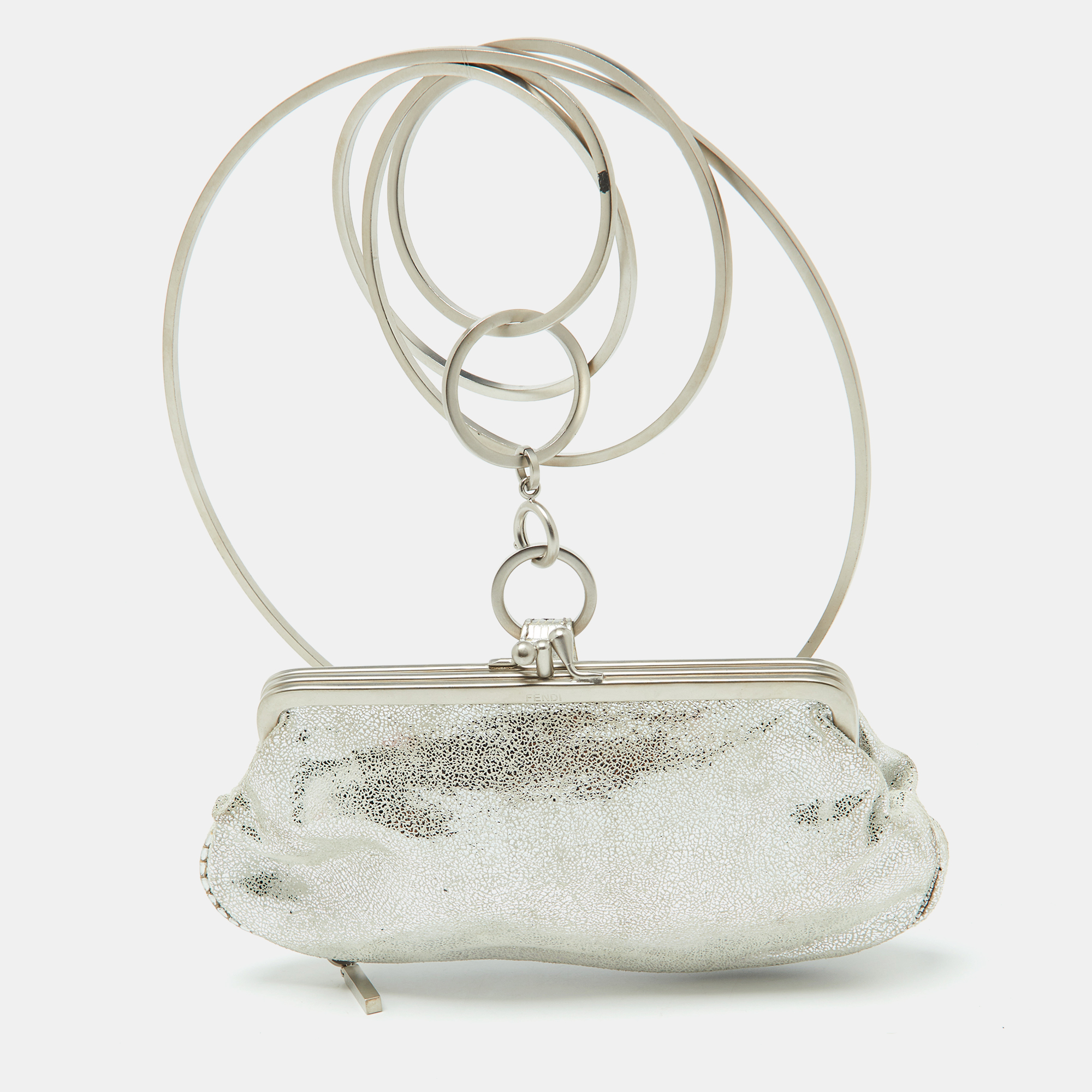 Silver Suede Rings Clutch