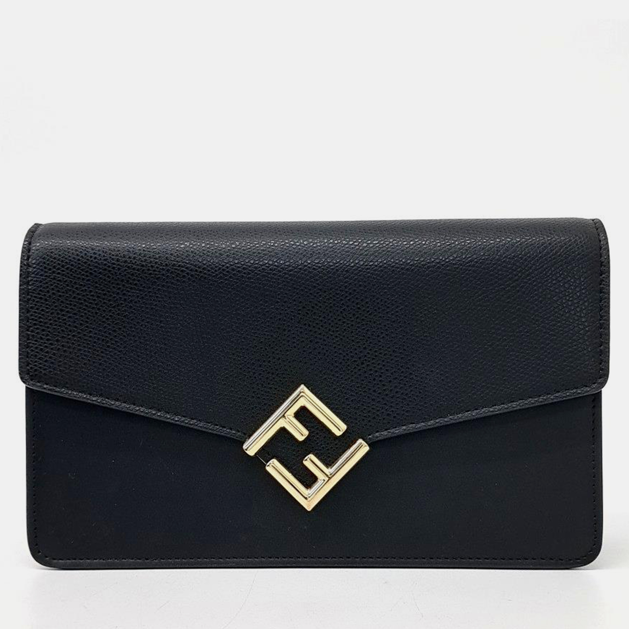 Pre-owned Fendi Ff Diamond Chain Bag In Black