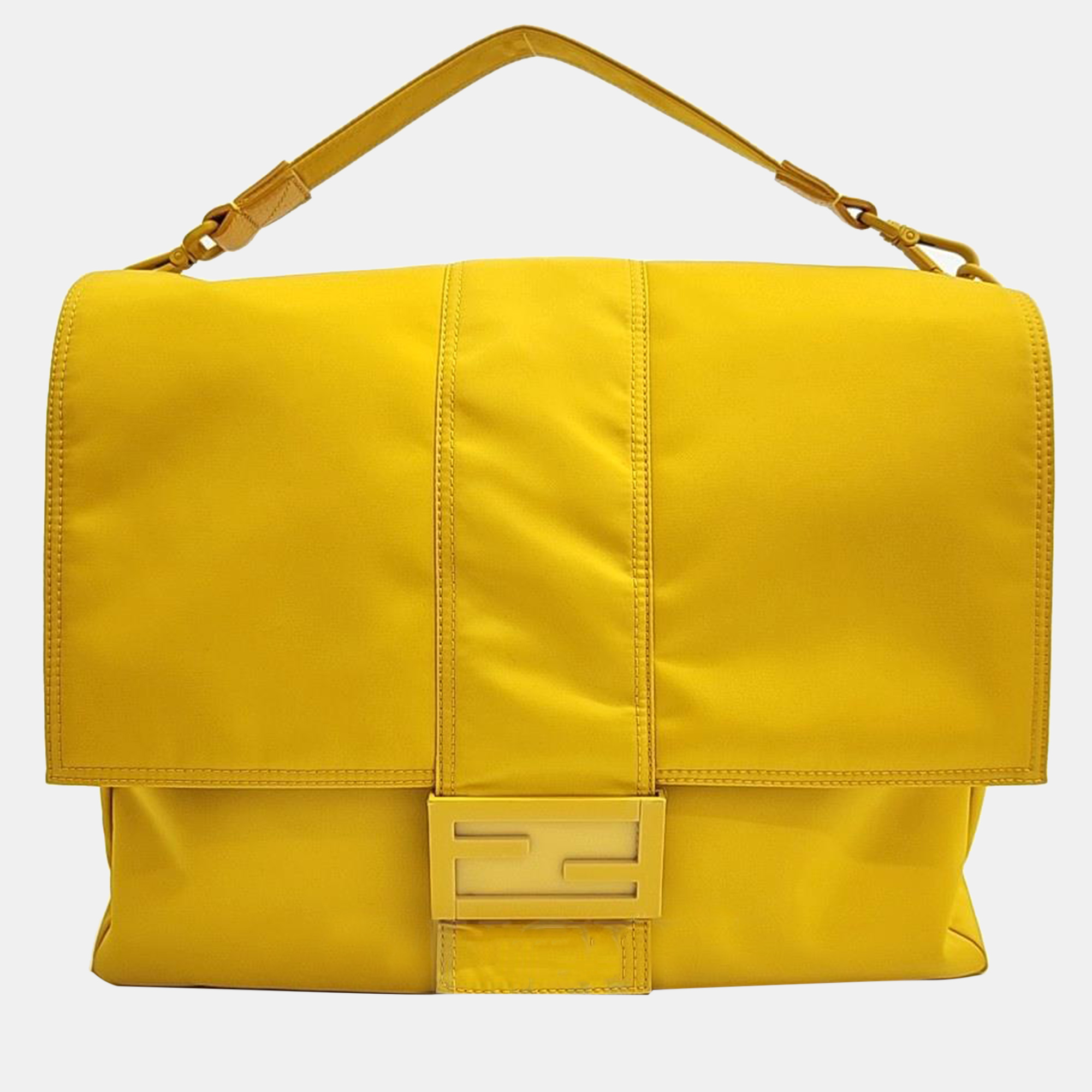 

Fendi Yellow Nylon Large Baguette Messenger bag