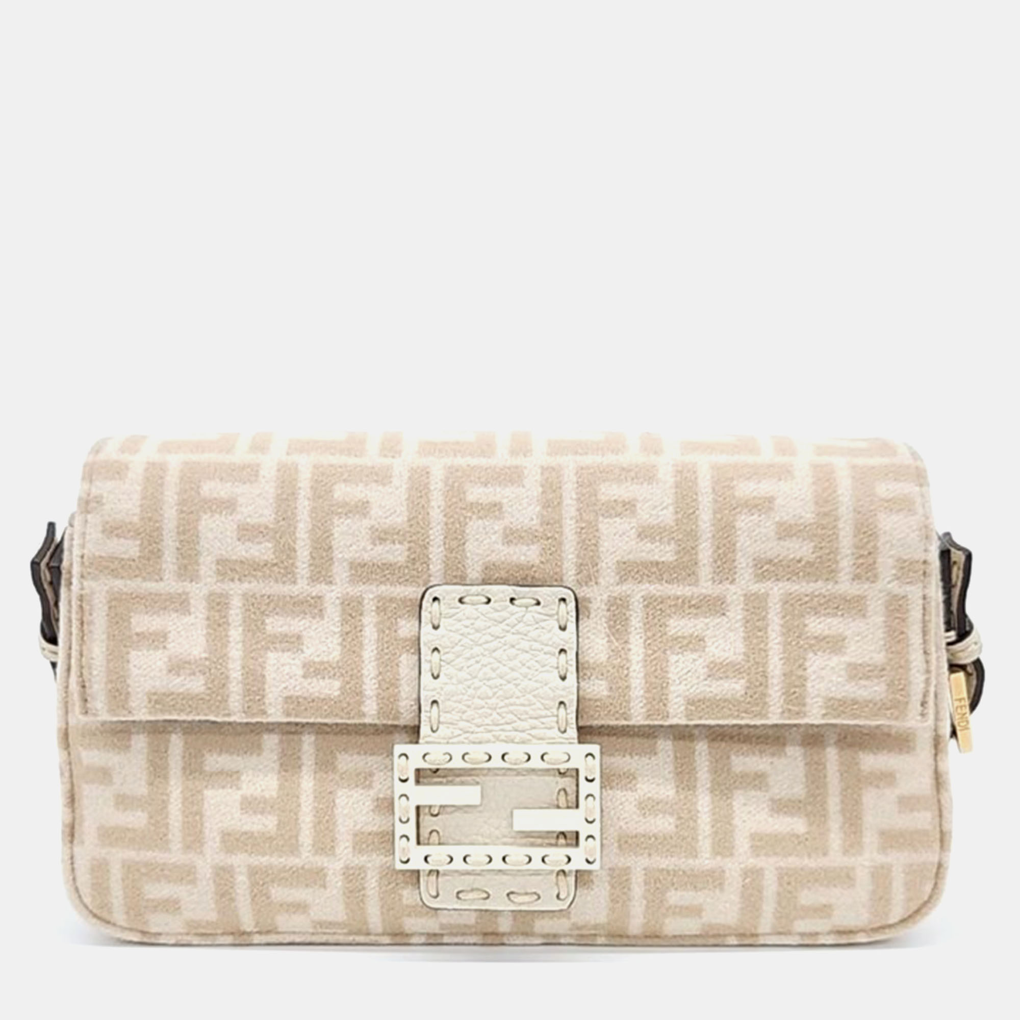 Pre-owned Fendi Selleria Baguette Bag In Beige