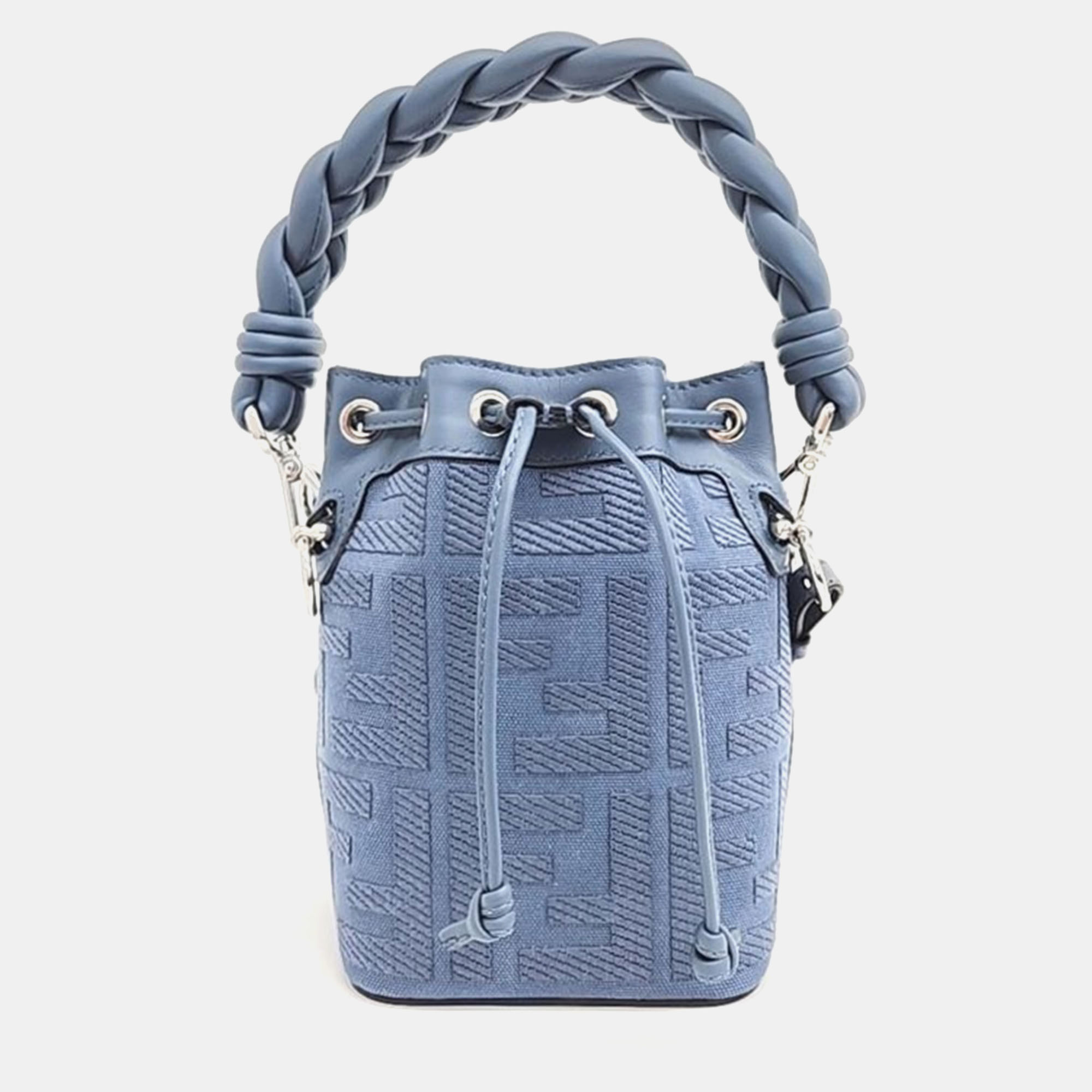 Pre-owned Fendi Montresor Mini Bucket Bag In Blue