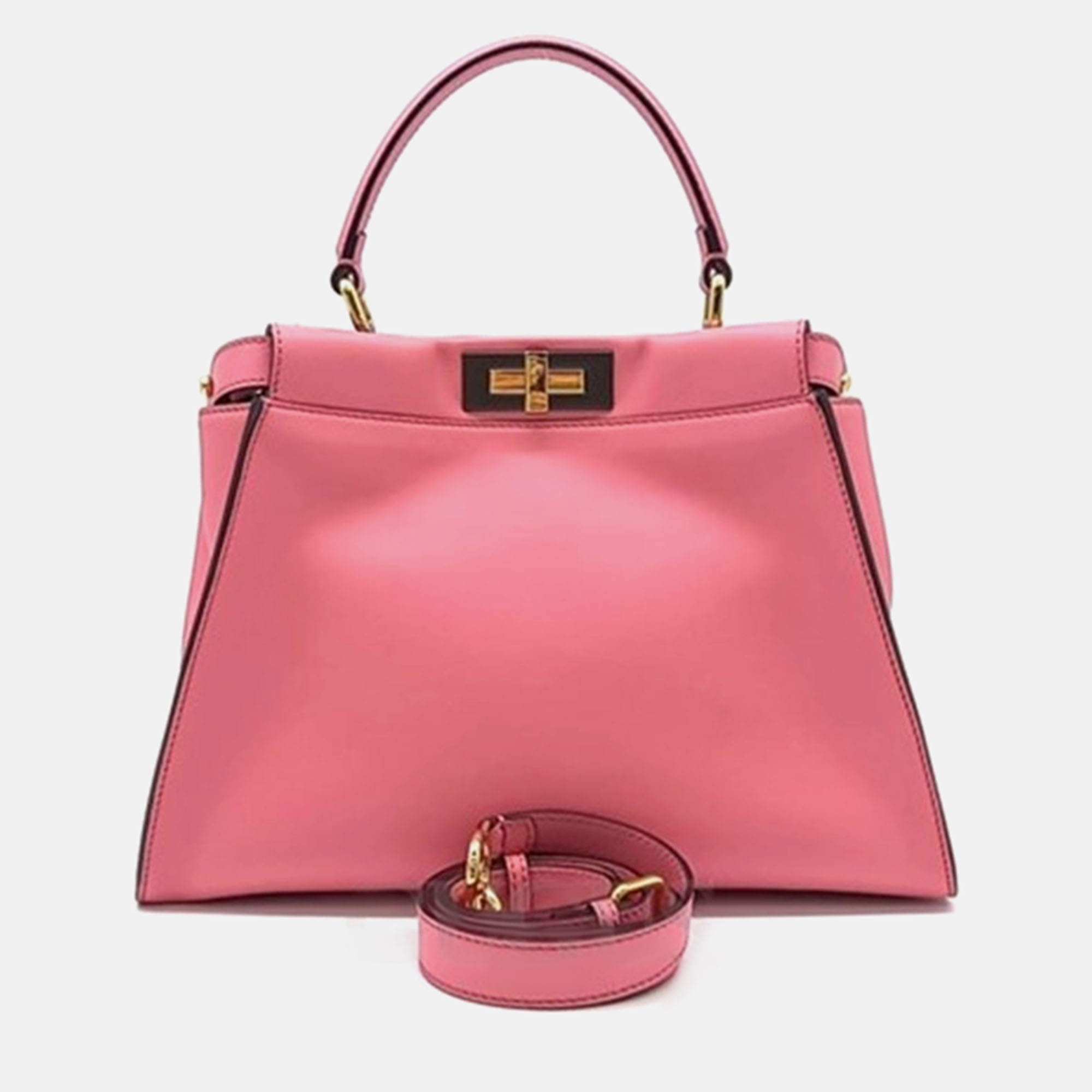 Pre-owned Fendi Selleria Peekaboo Medium Bag In Pink