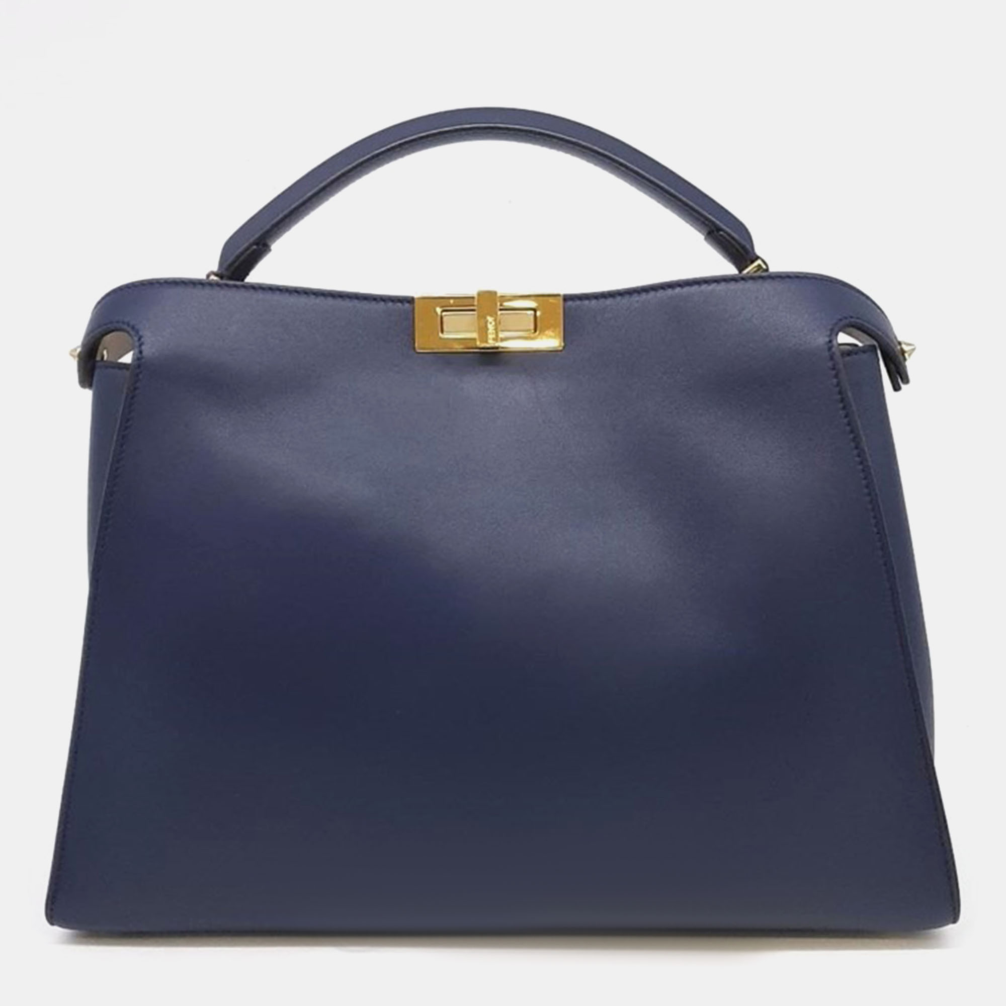 Pre-owned Fendi Peekaboo Essentially Large Bag In Navy Blue