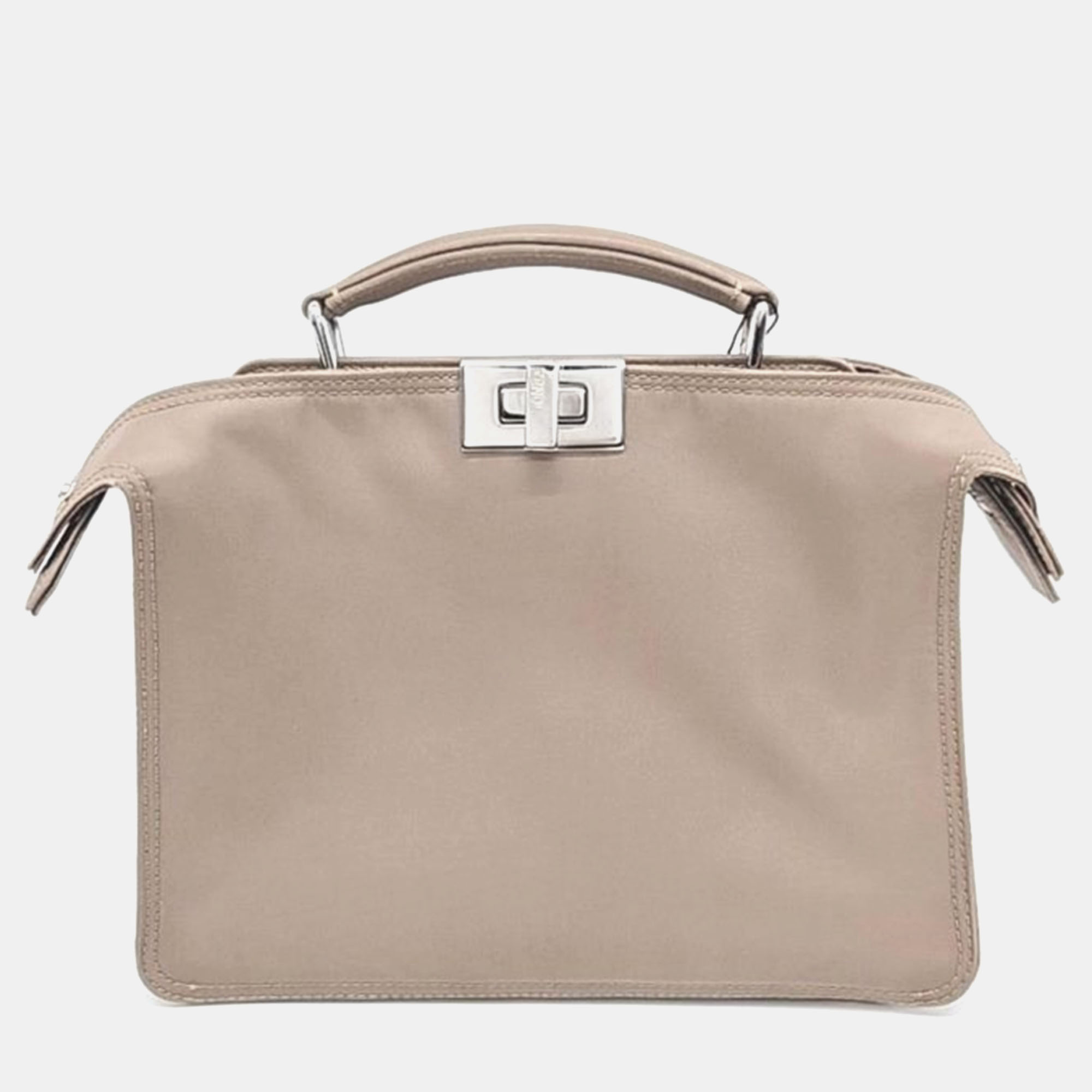 

Fendi Beige Leather Mini Peekaboo ISeeU Satchel Bag