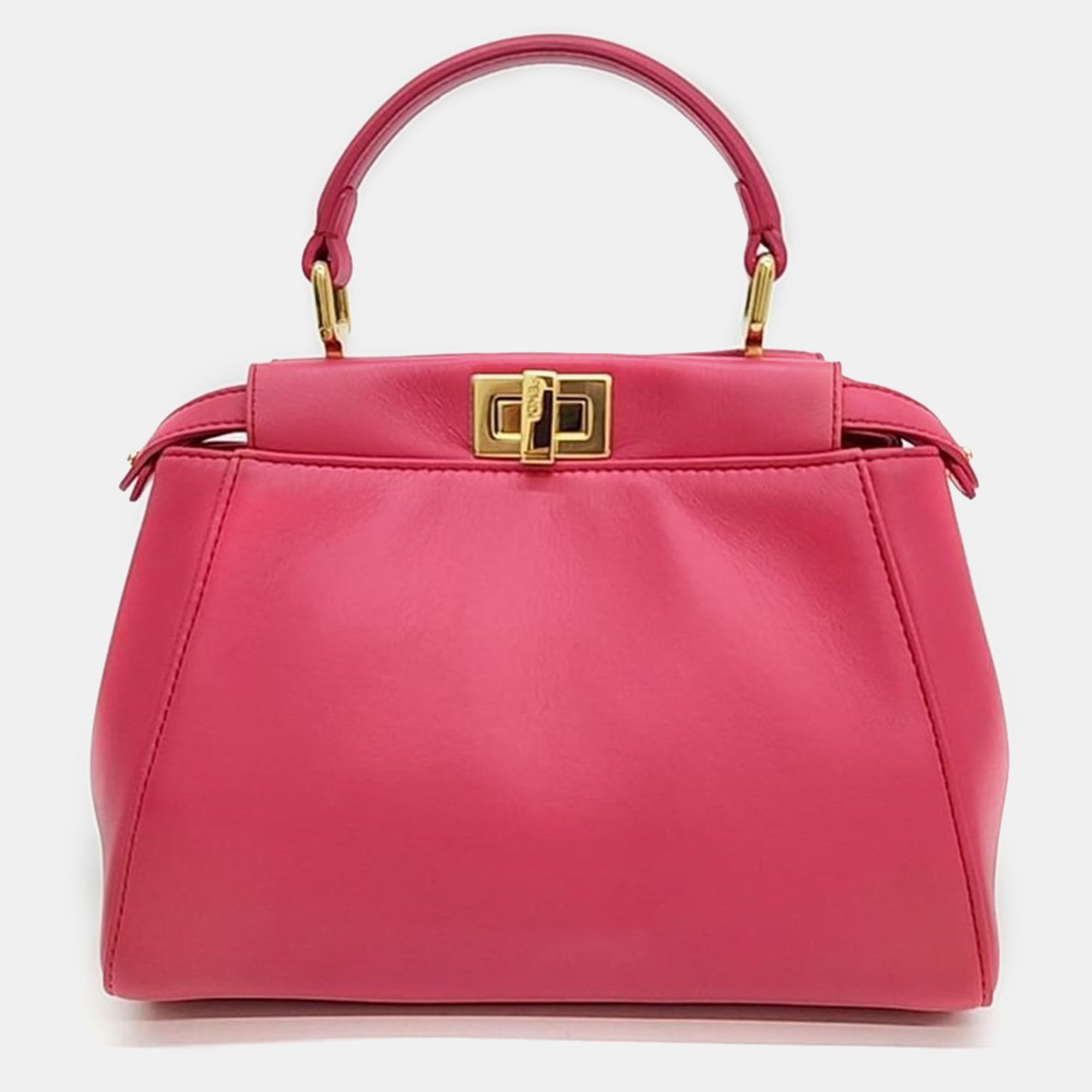 

Fendi Beige Leather Peekaboo Mini Handbag, Pink