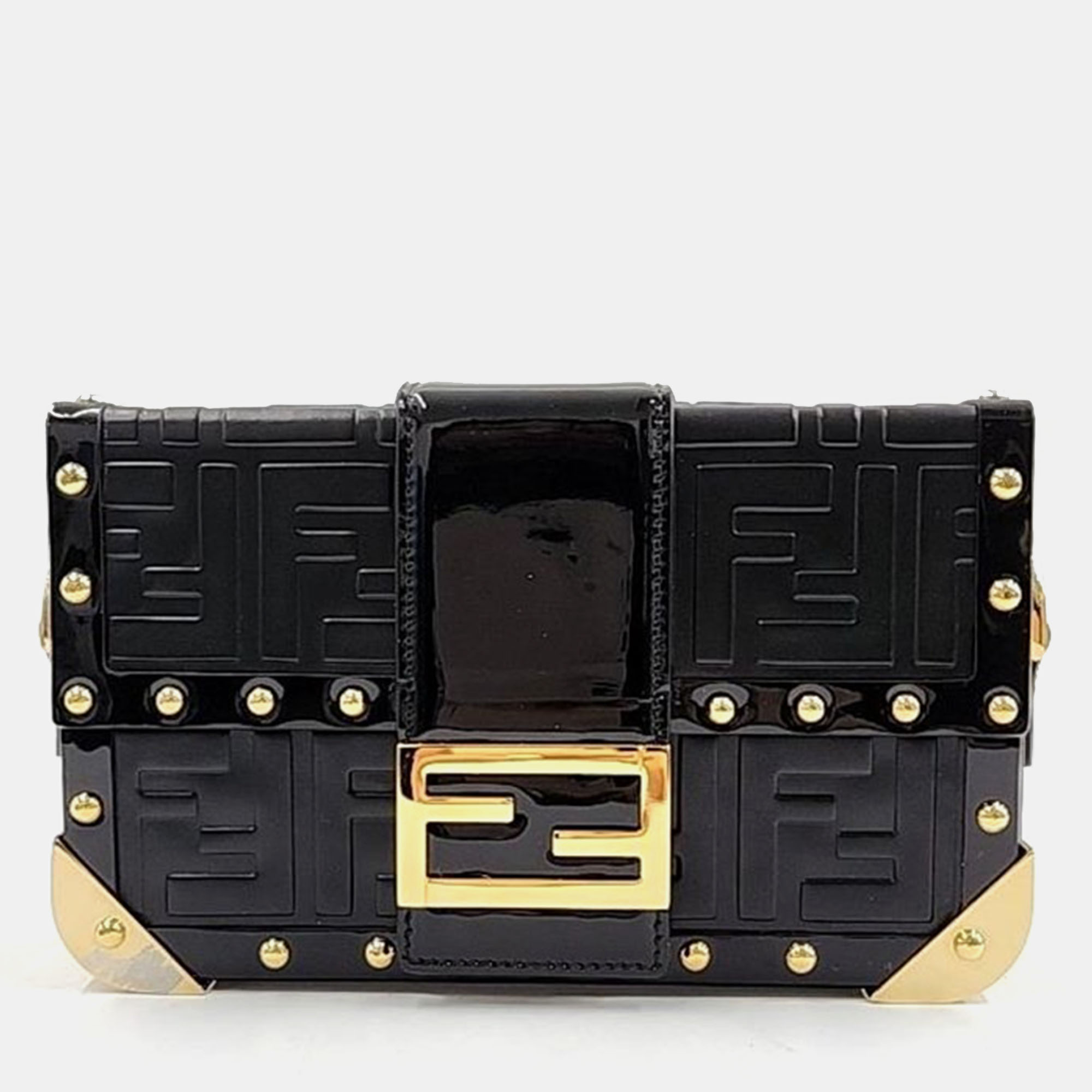 

Fendi Black Leather Baguette Trunk Mini Crossbody Bag