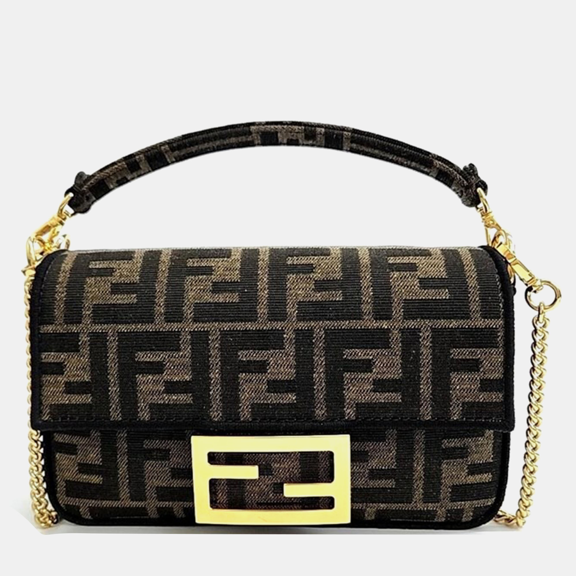 

Fendi Brown Fabric Zucca Baguette Mini Top Handle Bag