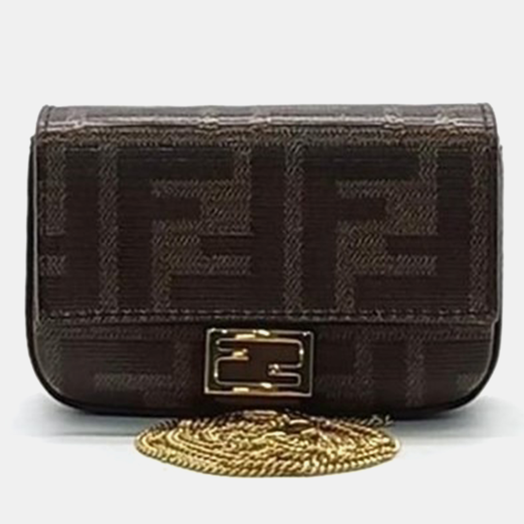 

Fendi Nano Baguette mini Crossbody bag, Brown
