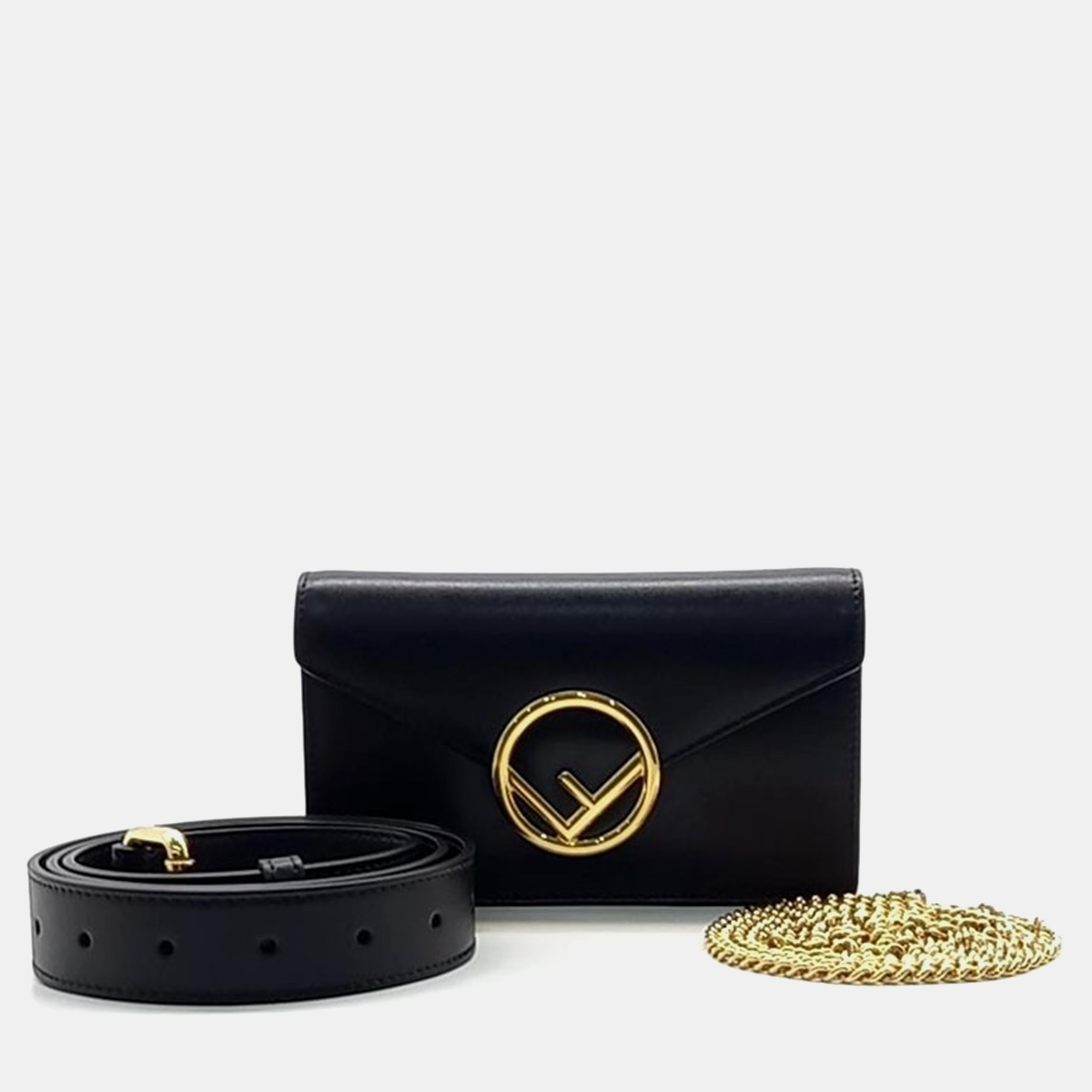 

Fendi Black Leather Kan I Belt Bag