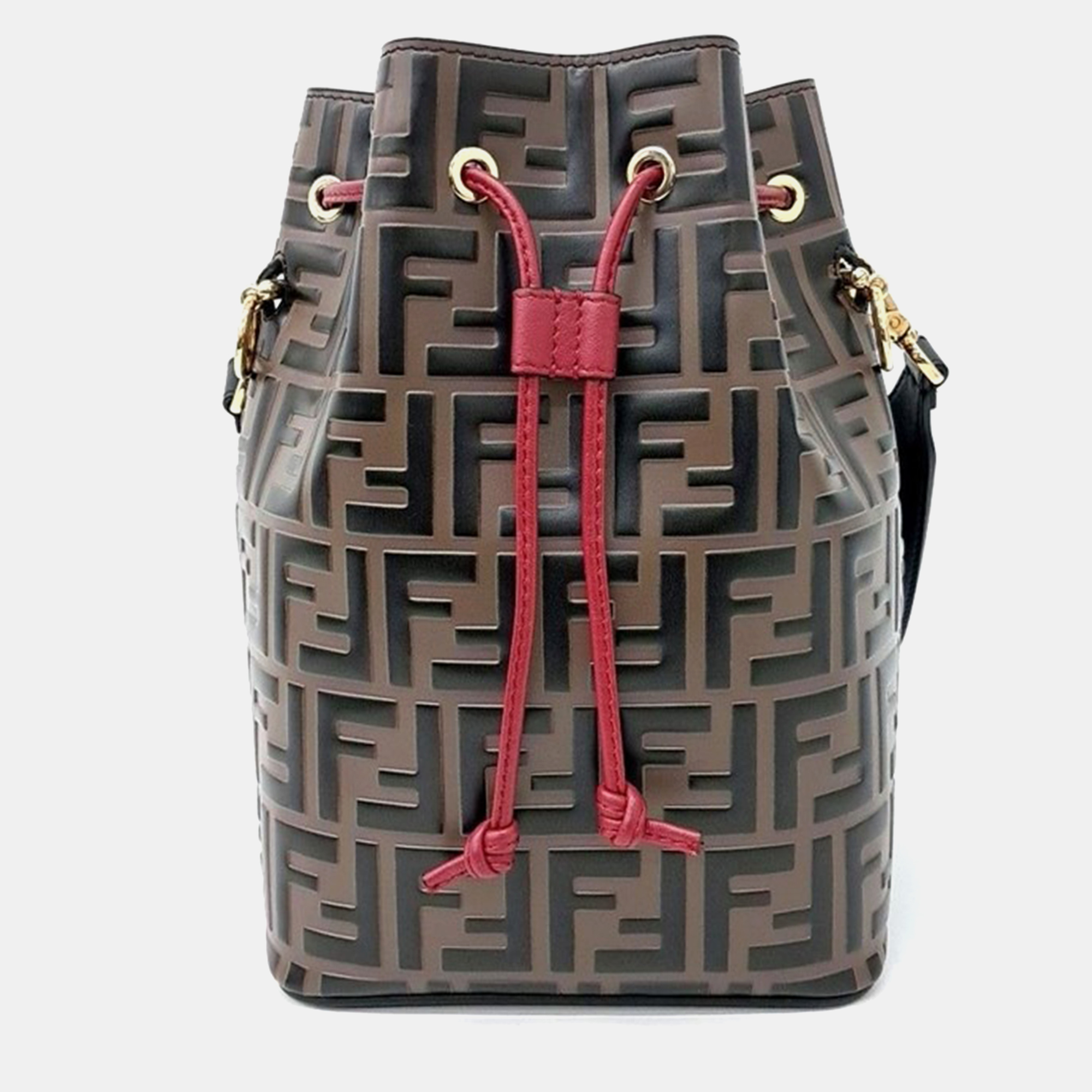 

Fendi Brown Leather Mini Zucca Mon Tresor Bucket Bag