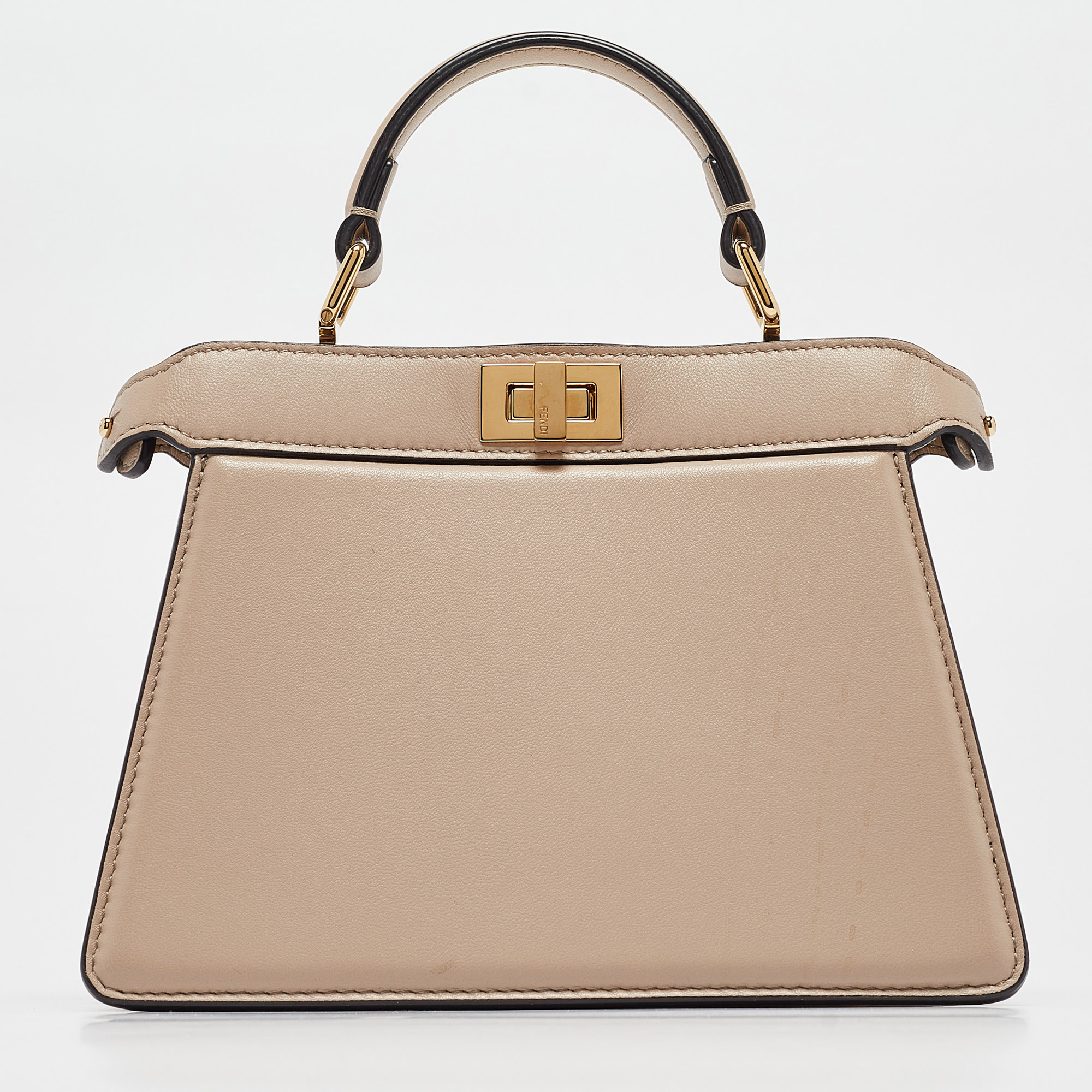 

Fendi Beige Leather Petite Peekaboo ISeeU Top Handle Bag