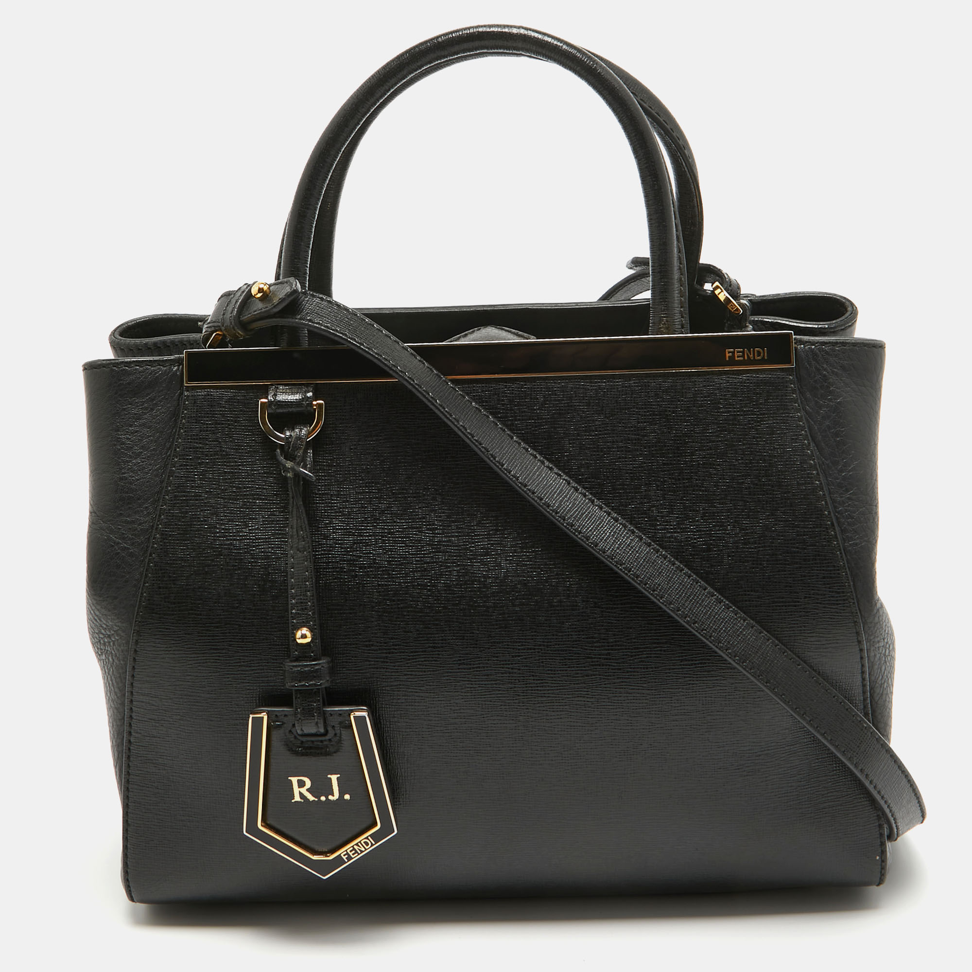 

Fendi Black Leather Small 2Jours Tote