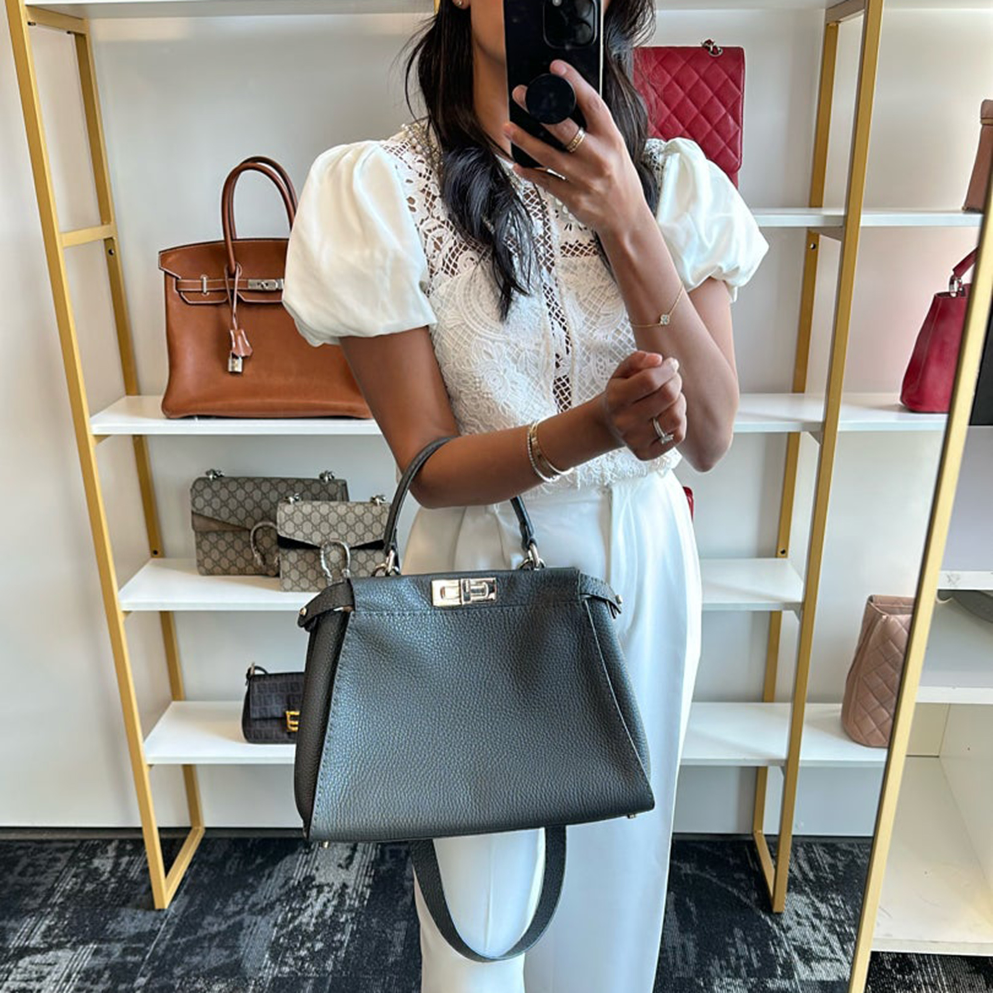 

Fendi Grey leather Medium Peekaboo Bag