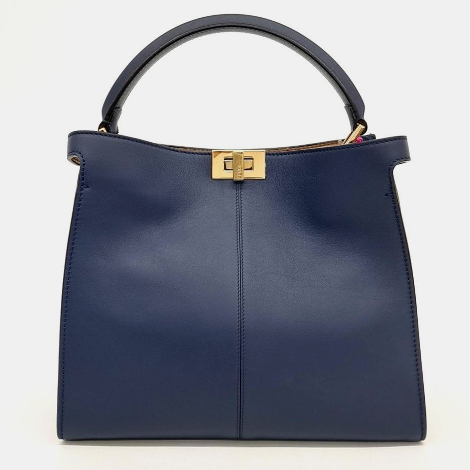 Pre-owned Fendi Peekaboo Xlite Medium Bag In Navy Blue