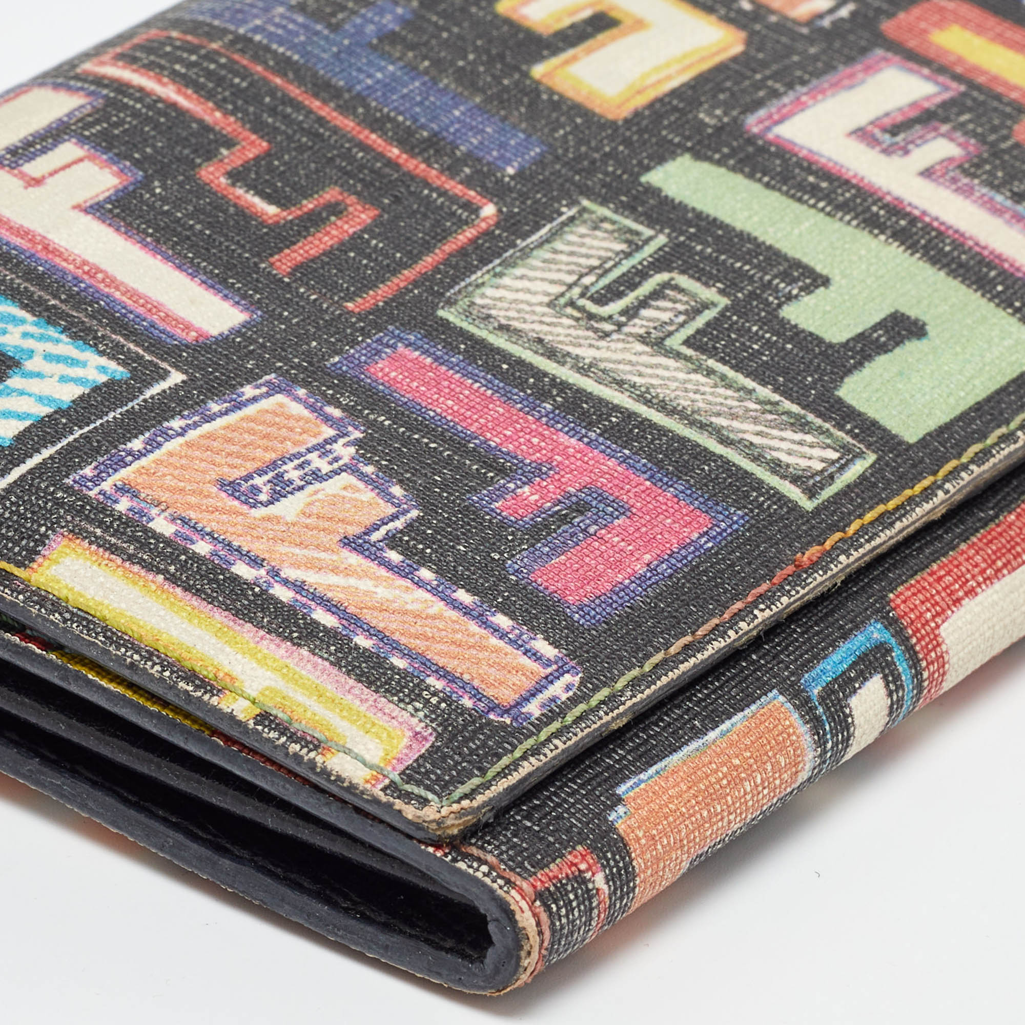 Fendi Multicolor Zucca Coated Canvas Flap Continental Wallet 