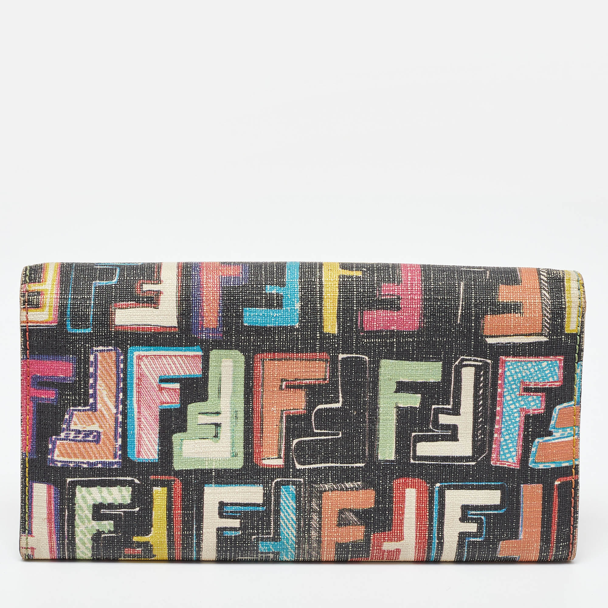 Fendi Multicolor Zucca Coated Canvas Flap Continental Wallet 