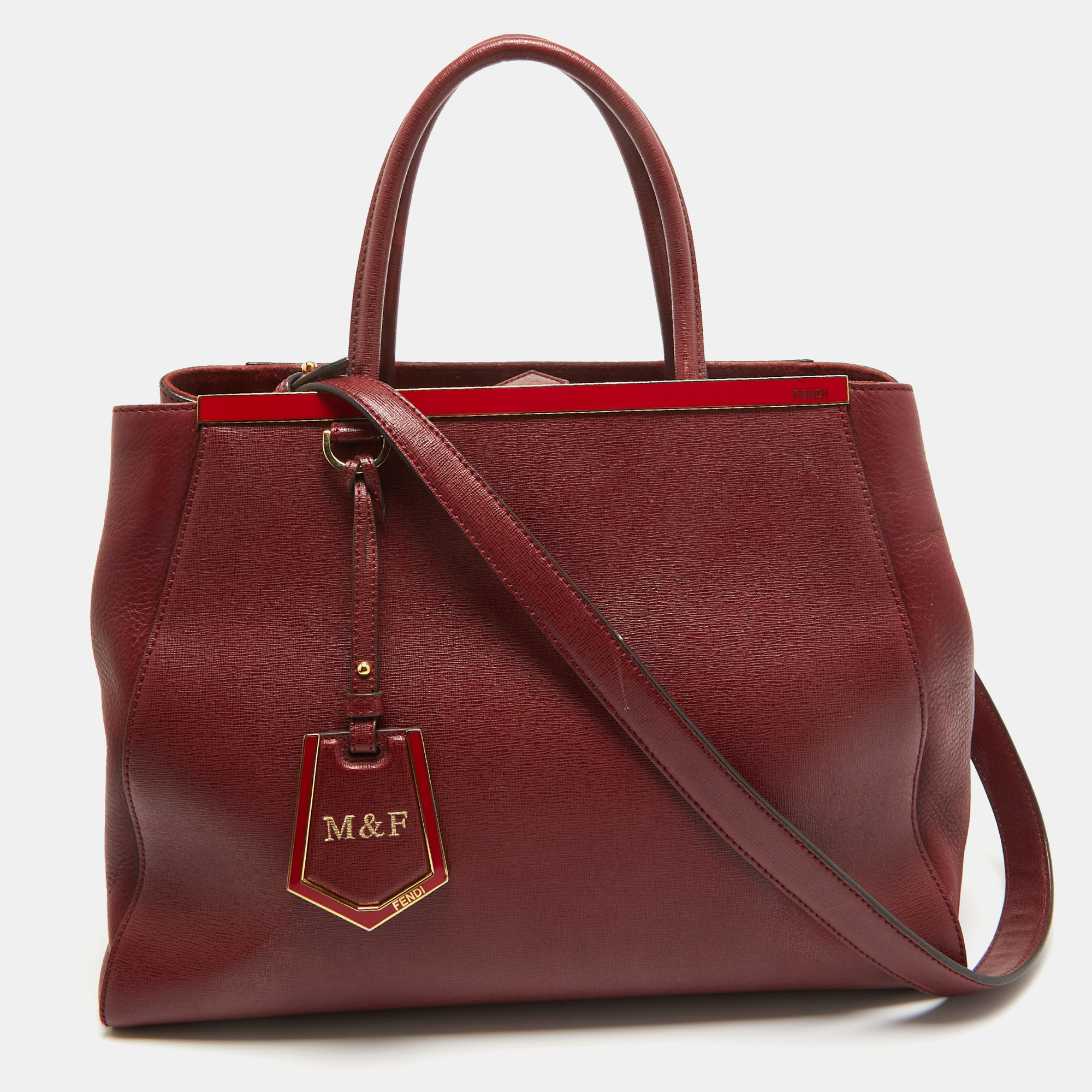 

Fendi Red Leather Medium 2Jours Tote