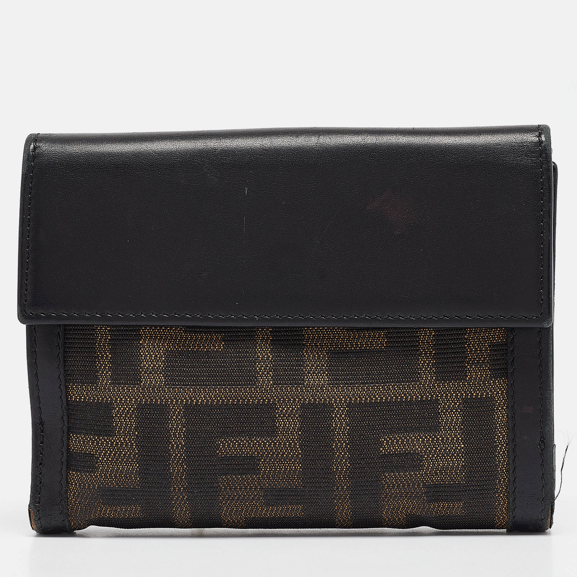 

Fendi Black/Tobacco Zucca Canvas and Leather French Wallet