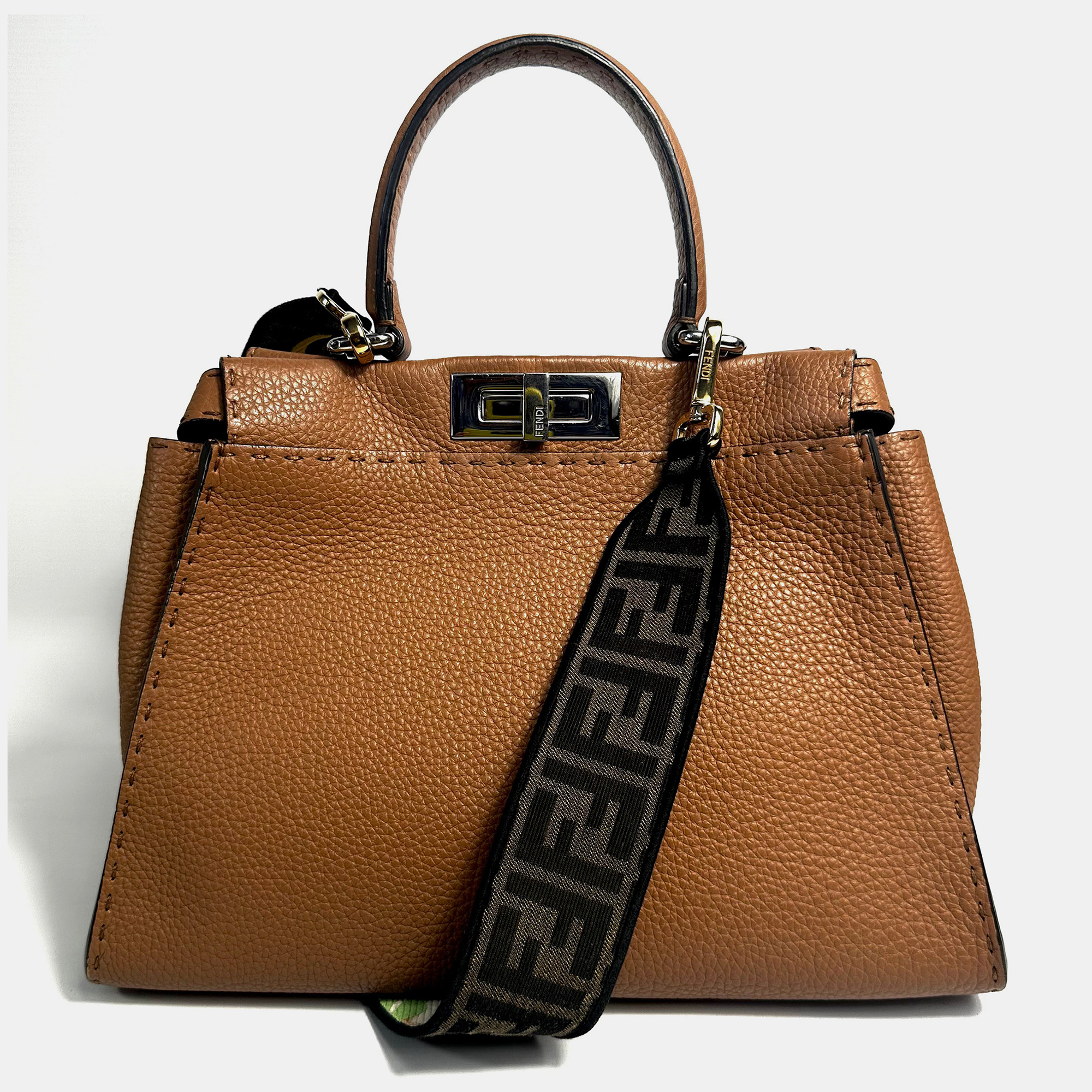 

Fendi Brown Leather Medium Peekaboo Bag