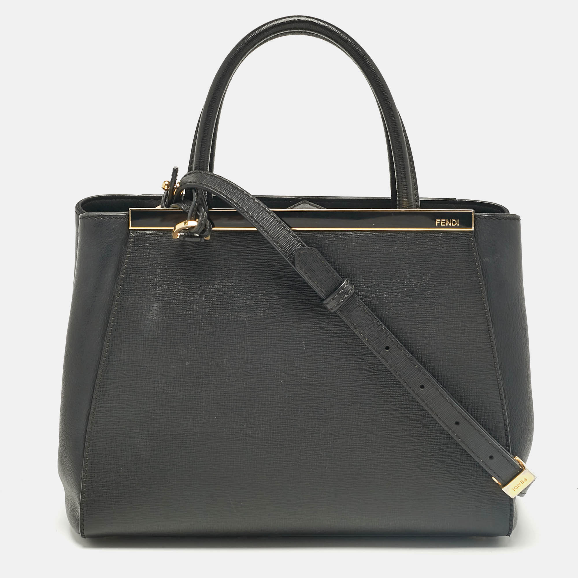 Pre-owned Fendi Black Leather Small 2jours Tote