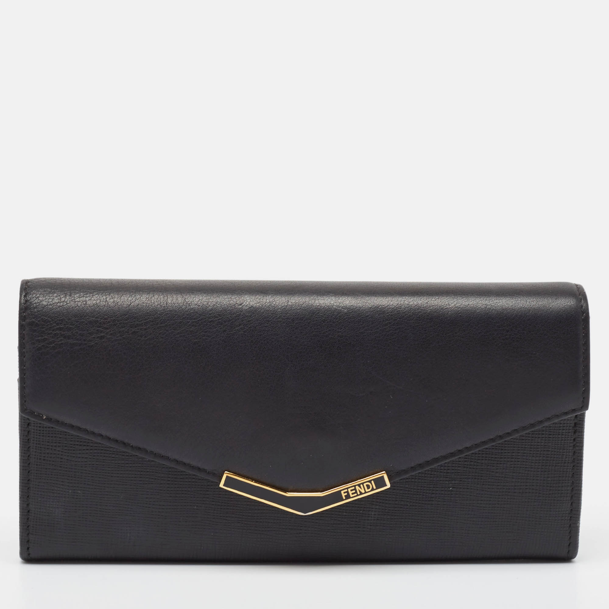 

Fendi Black Leather 2Jours Continental Wallet