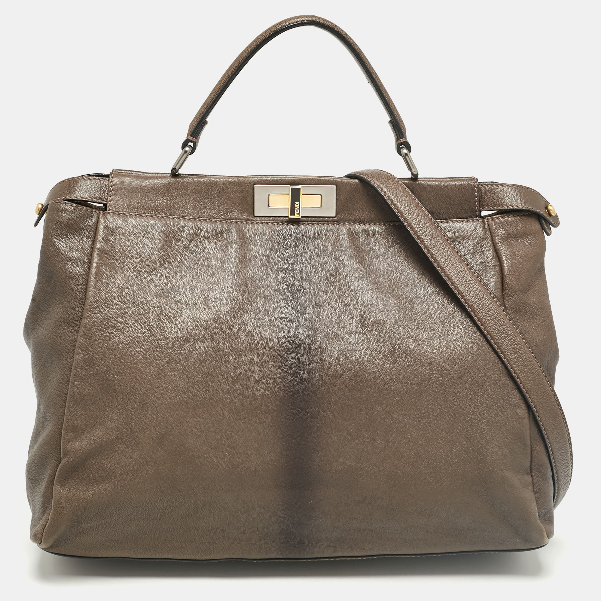 

Fendi Grey Leather  Peekaboo Top Handle Bag