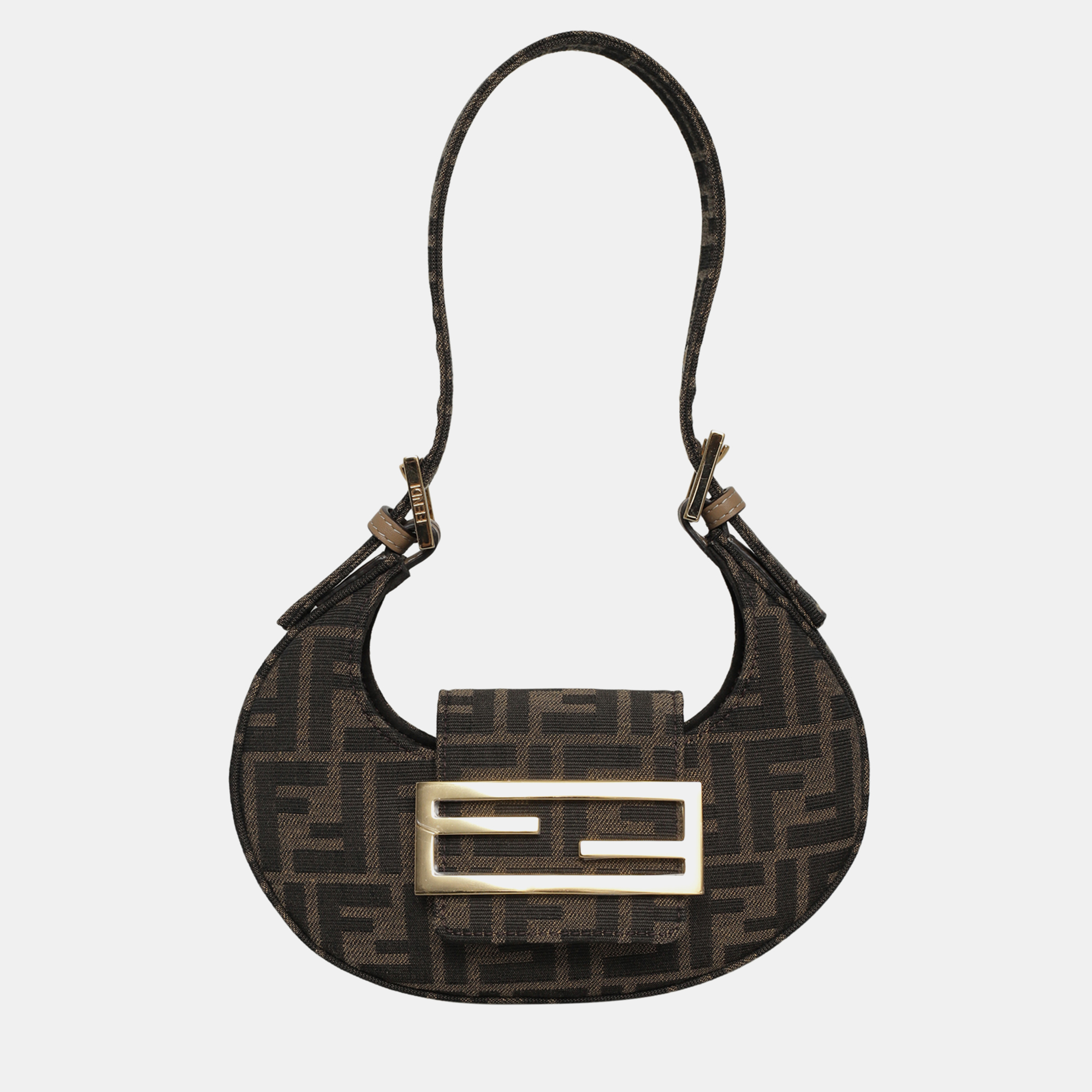 Pre-owned Fendi Zucca Canvas Mini Cookie Shoulder Bag In Brown